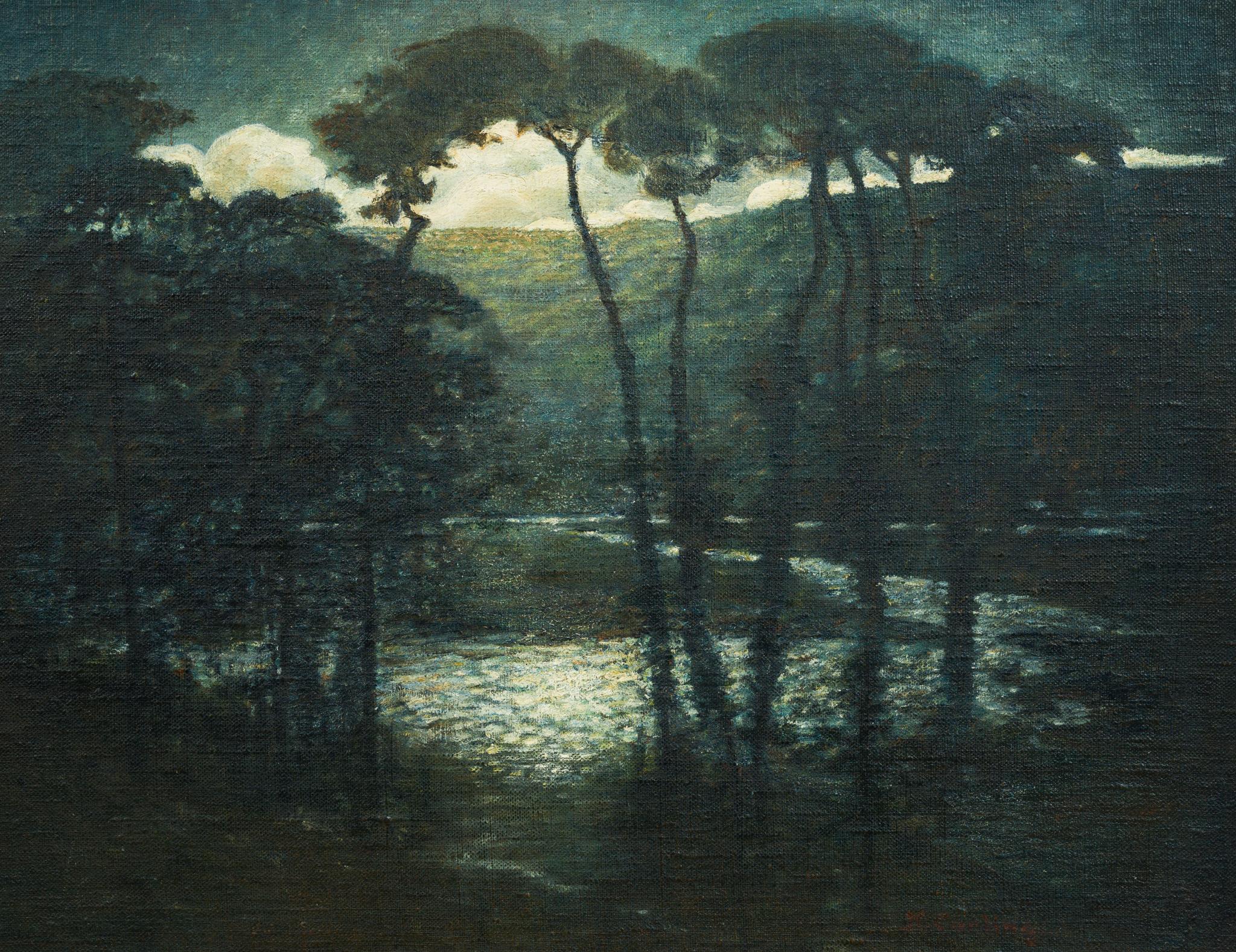 Moonlit Tranquility: Hugo Carlberg’s Atmospheric Nocturne, c. 1910–1913 For Sale 2