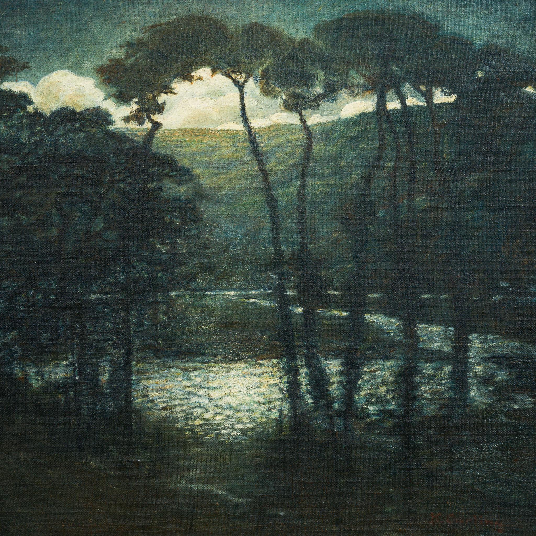 Moonlit Tranquility: Hugo Carlberg’s Atmospheric Nocturne, c. 1910–1913 For Sale 4