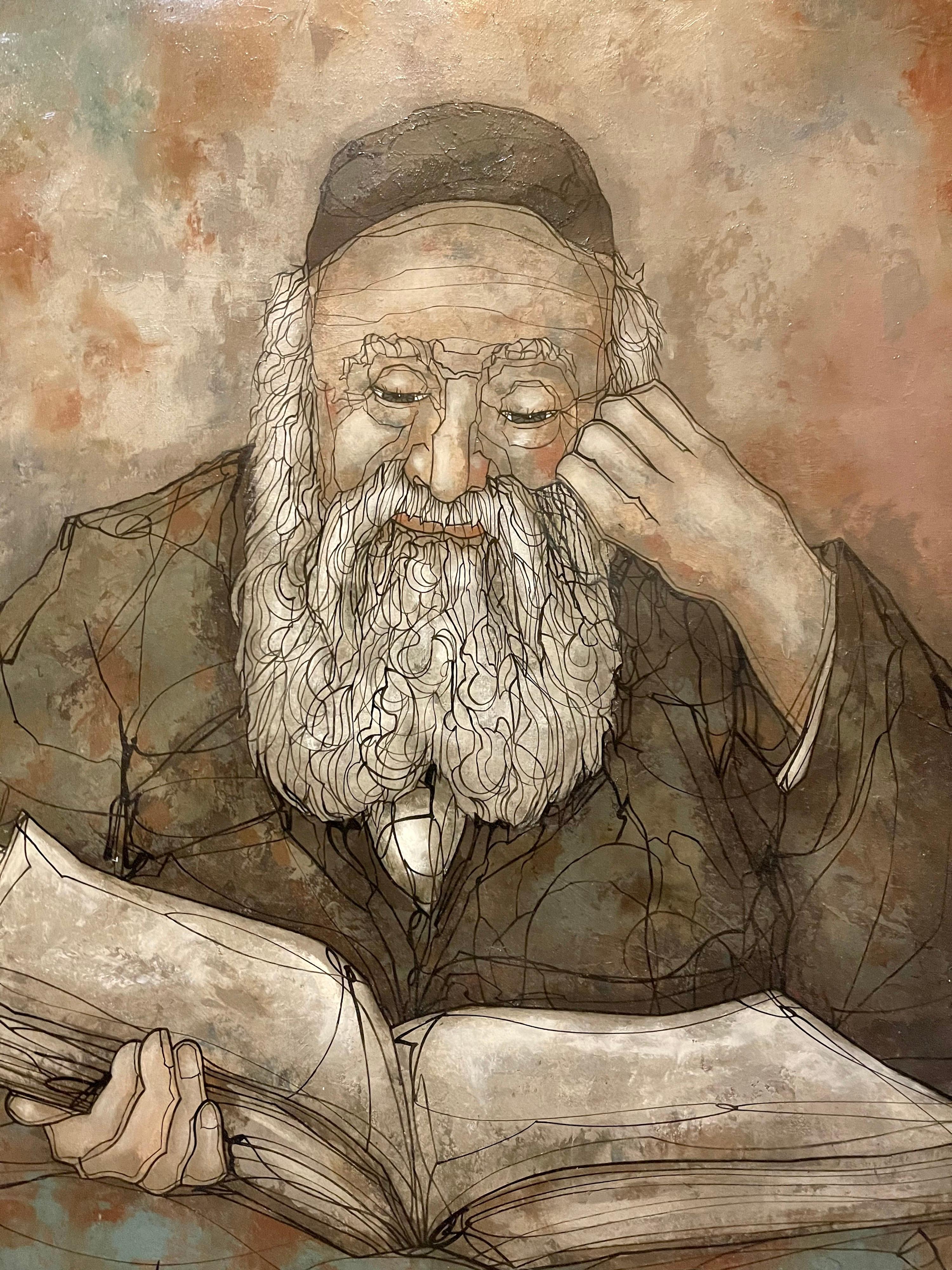 Modernist Jewish Rabbi Oil Painting Rare Polish German Judaica Hugo Casar 3