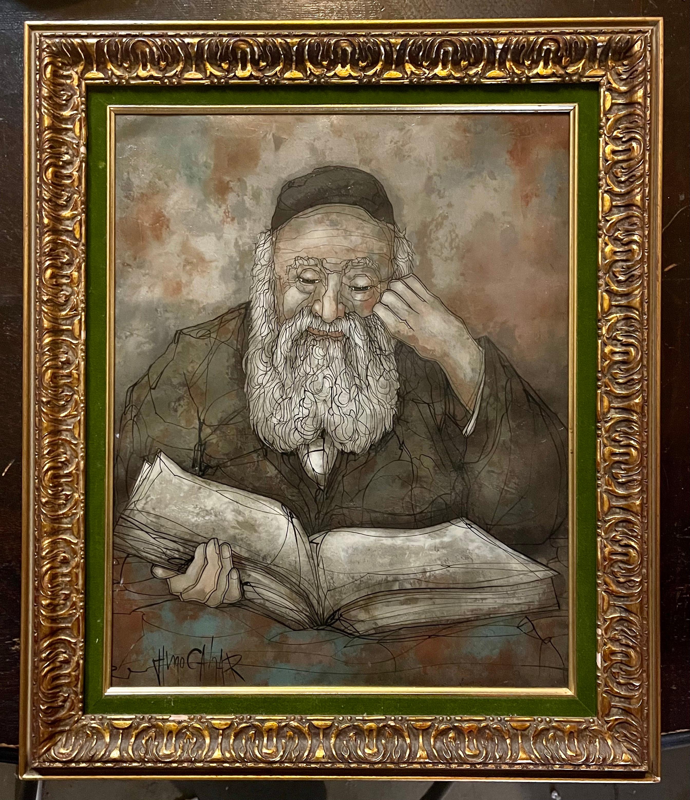 Modernist Jewish Rabbi Oil Painting Rare Polish German Judaica Hugo Casar 4
