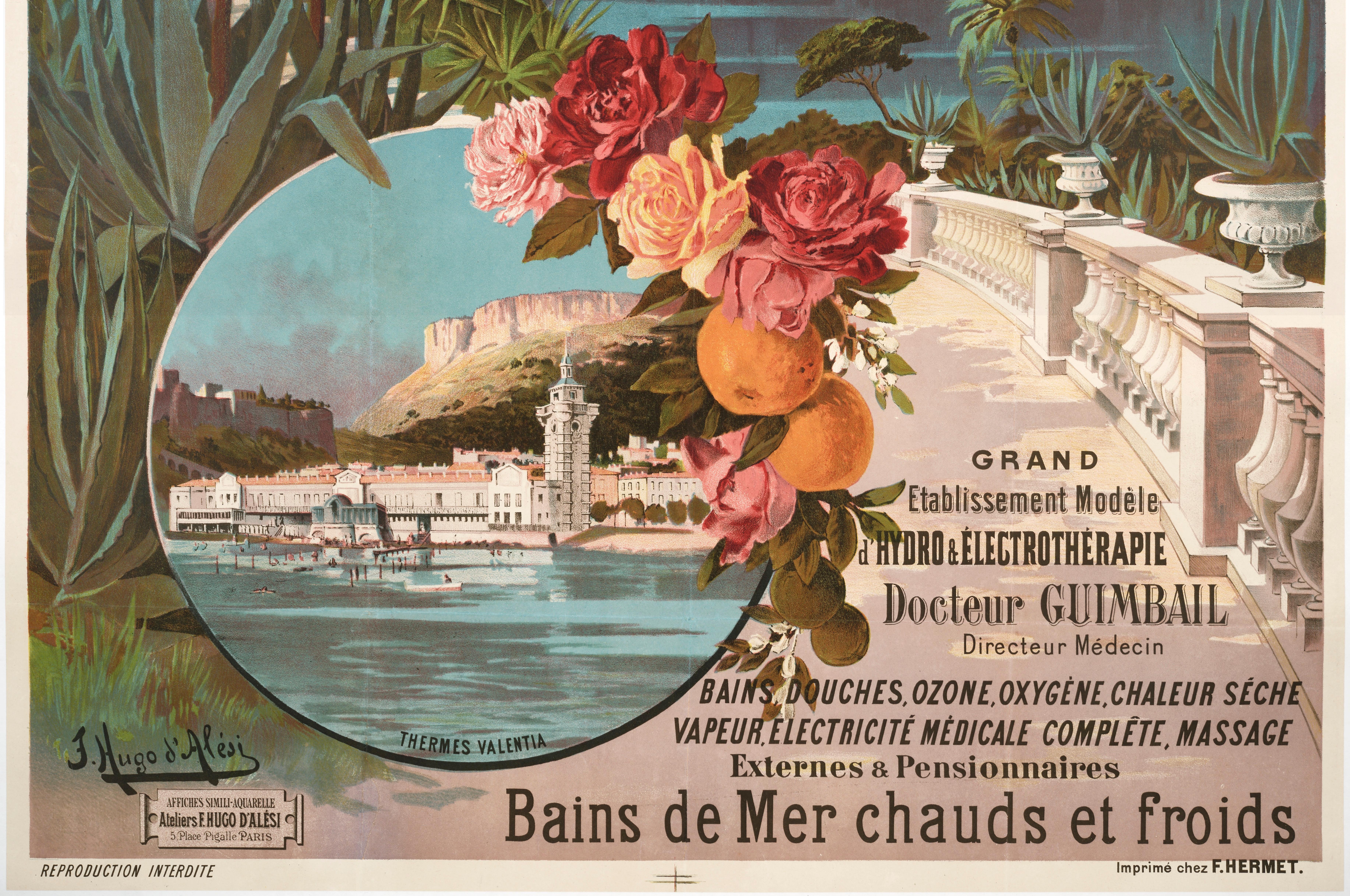 Belle Époque Hugo d'Alesi, Original PLM Poster, Monaco Monte-Carlo, Thermal baths, 1896  For Sale