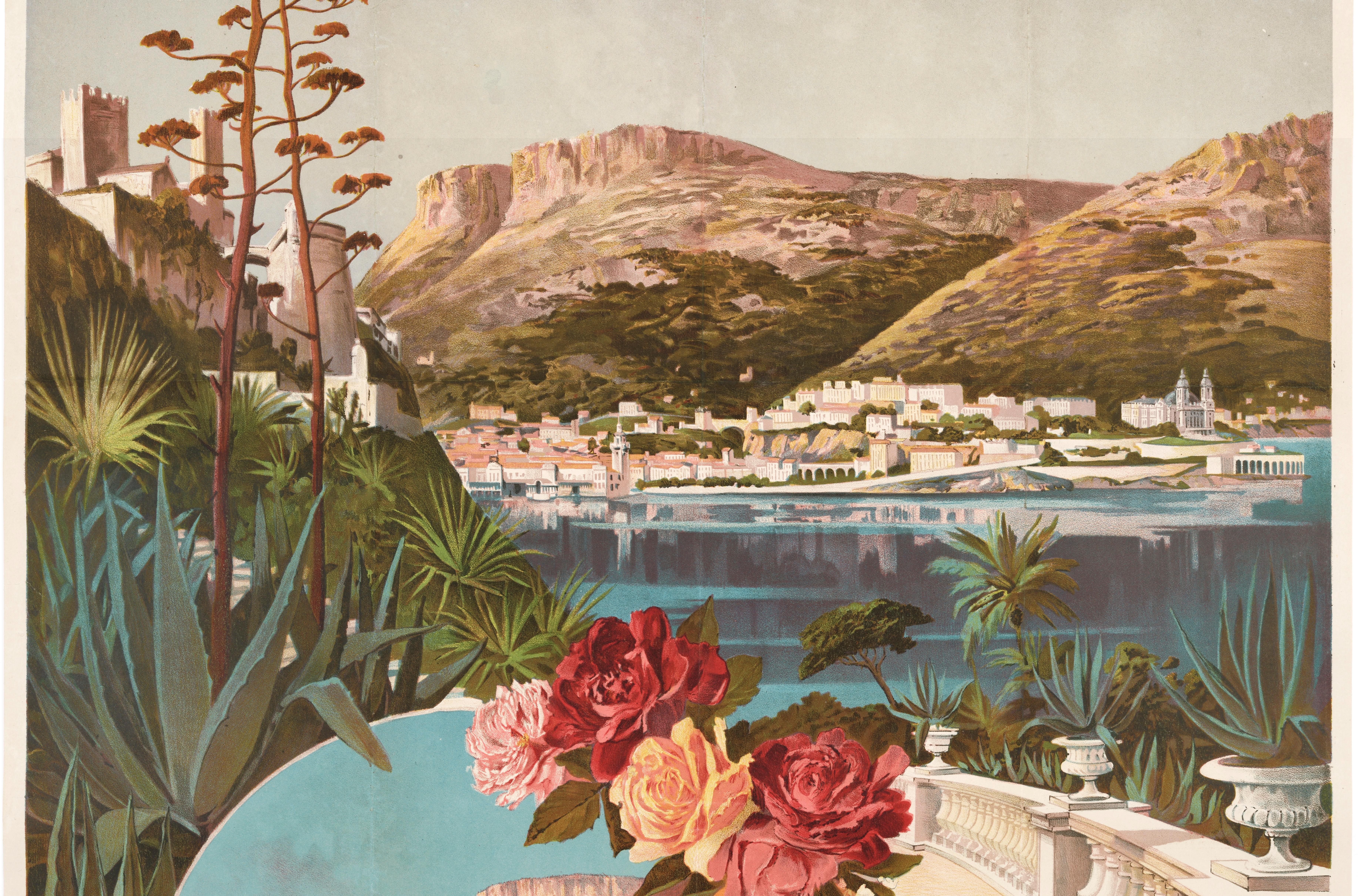 Hugo d'Alesi, Original PLM-Plakat, Monaco Monte-Carlo, Thermalbaden, 1896 (Französisch) im Angebot