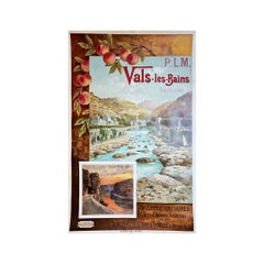 Circa 1895 Cartel original de Hugo D'Alési para los Ferrocarriles PLM - Vals les bains