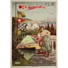 Circa 1900 Original poster - Cie Gle Transatlantique – Marseille to Algiers