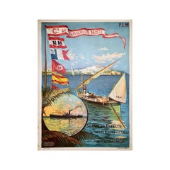 Antique Original poster by Hugo d'Alésia for the Compagnie de Navigation mixte Touache