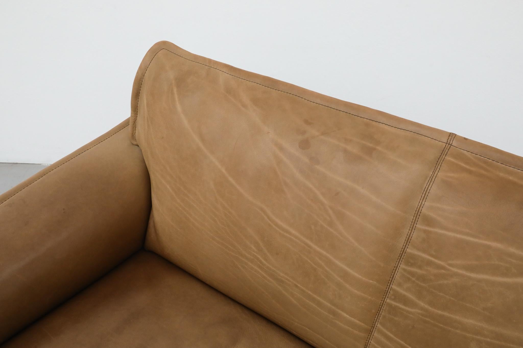 Hugo de Ruiter Leolux Mid-Century Büffelleder Dreisitzer-Sofa, 1970er Jahre im Angebot 4