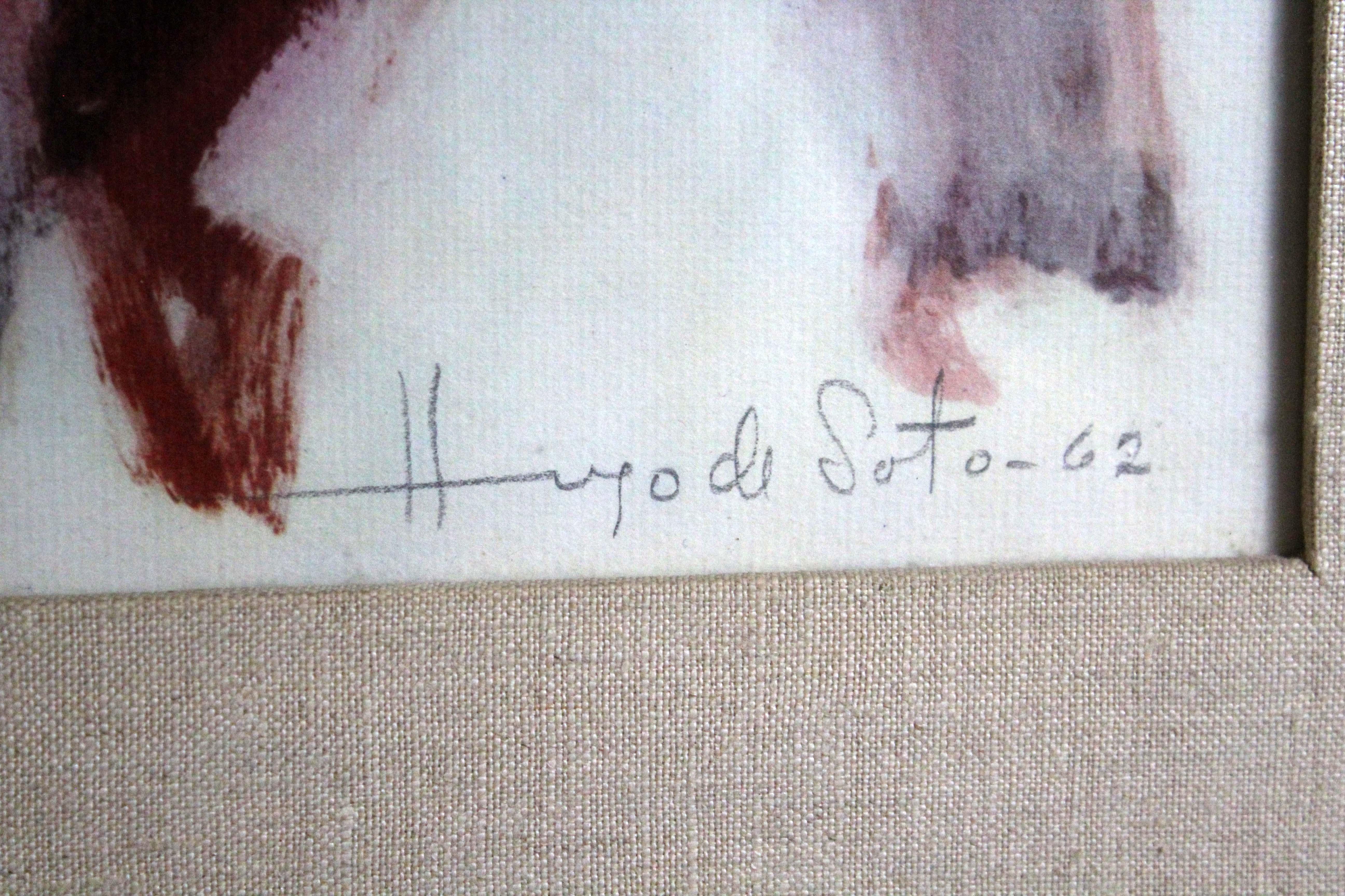 Hugo De Soto Abstract Expressionism Signed Modern Mixed Media Framed, 1962 2