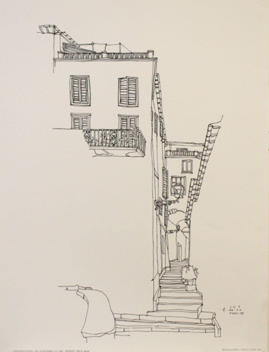 Hugo De Soto Figurative Print - Fiuggi, Italy 1975. International Art Publishing Co. Detroit, Michigan