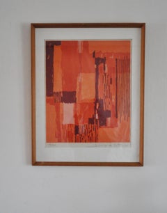 Lithography in reds and orange colours by Hugo de Soto