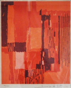 Lithography in reds and orange colours by Hugo de Soto