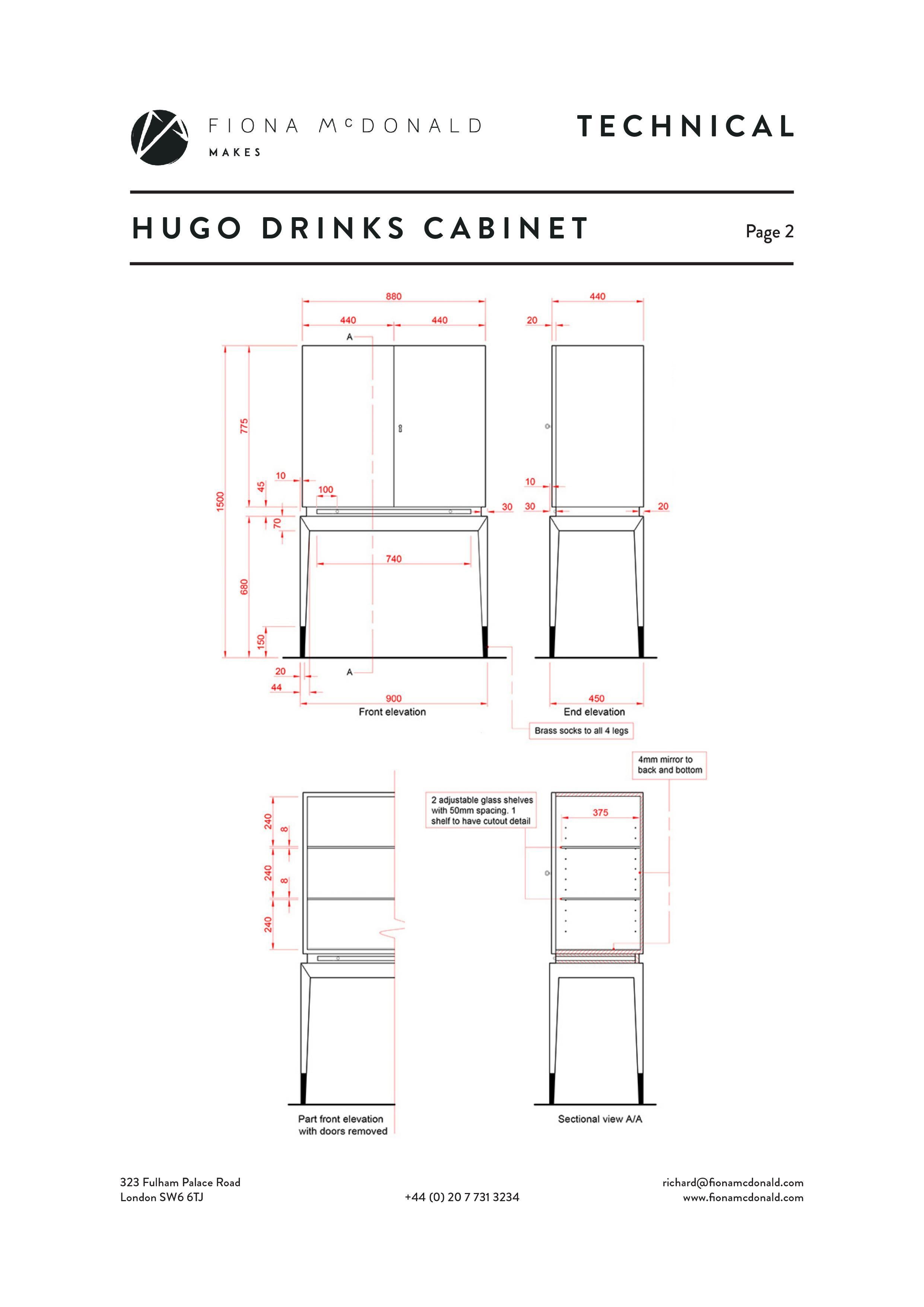 Contemporary Hugo Drinks Cabinet or Dry Bar - Bespoke - Ebonised Walnut  For Sale