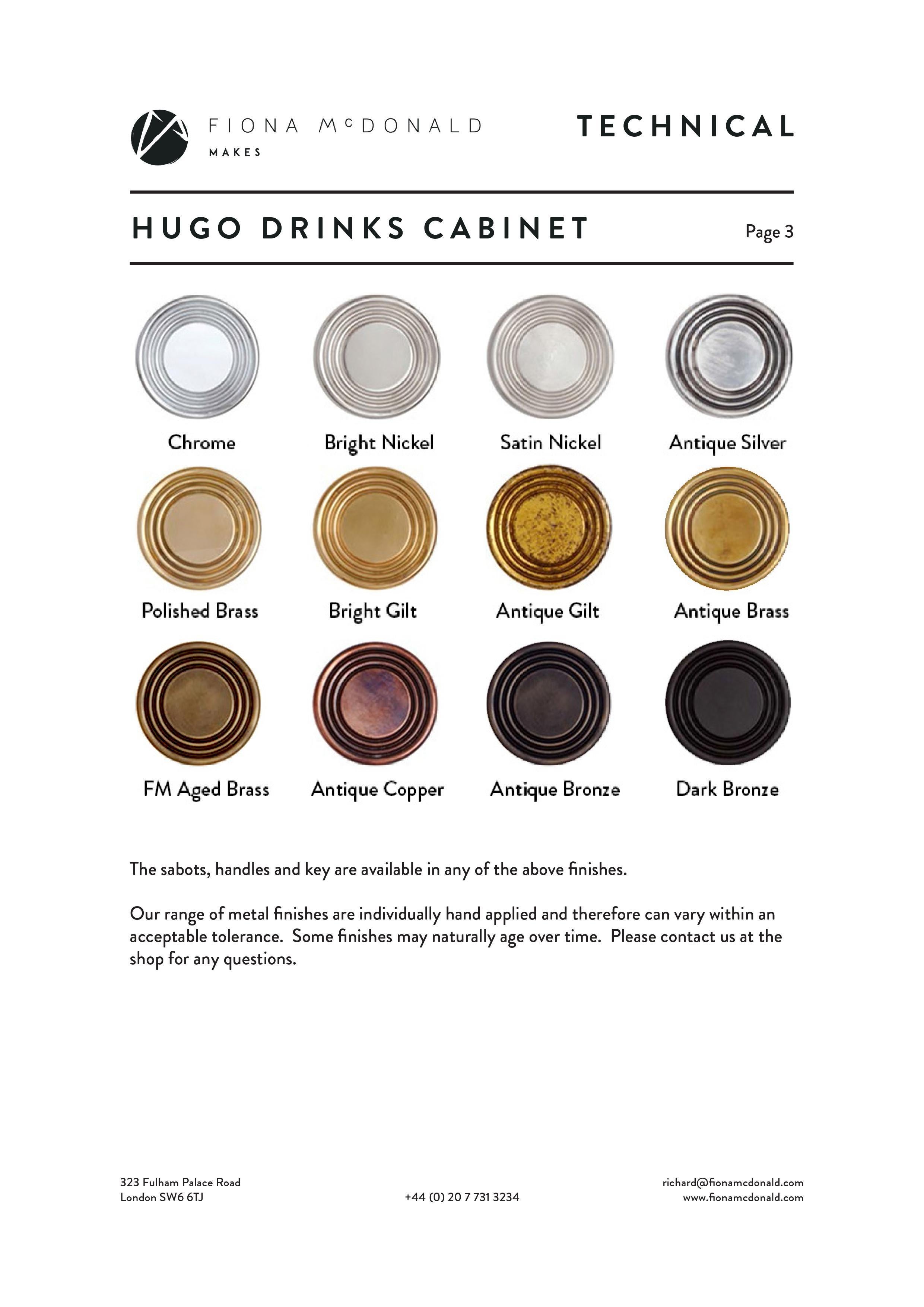 Brass Hugo Drinks Cabinet or Dry Bar - Bespoke - Ebonised Walnut  For Sale