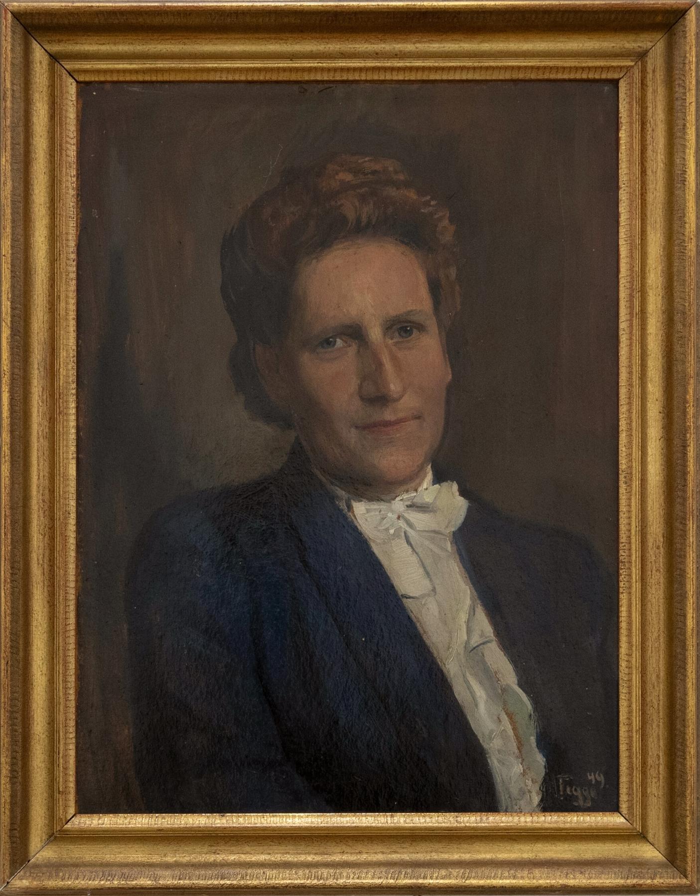 Hugo Figge (1881-1956) - Olio del 1949, Uomo vestito 2
