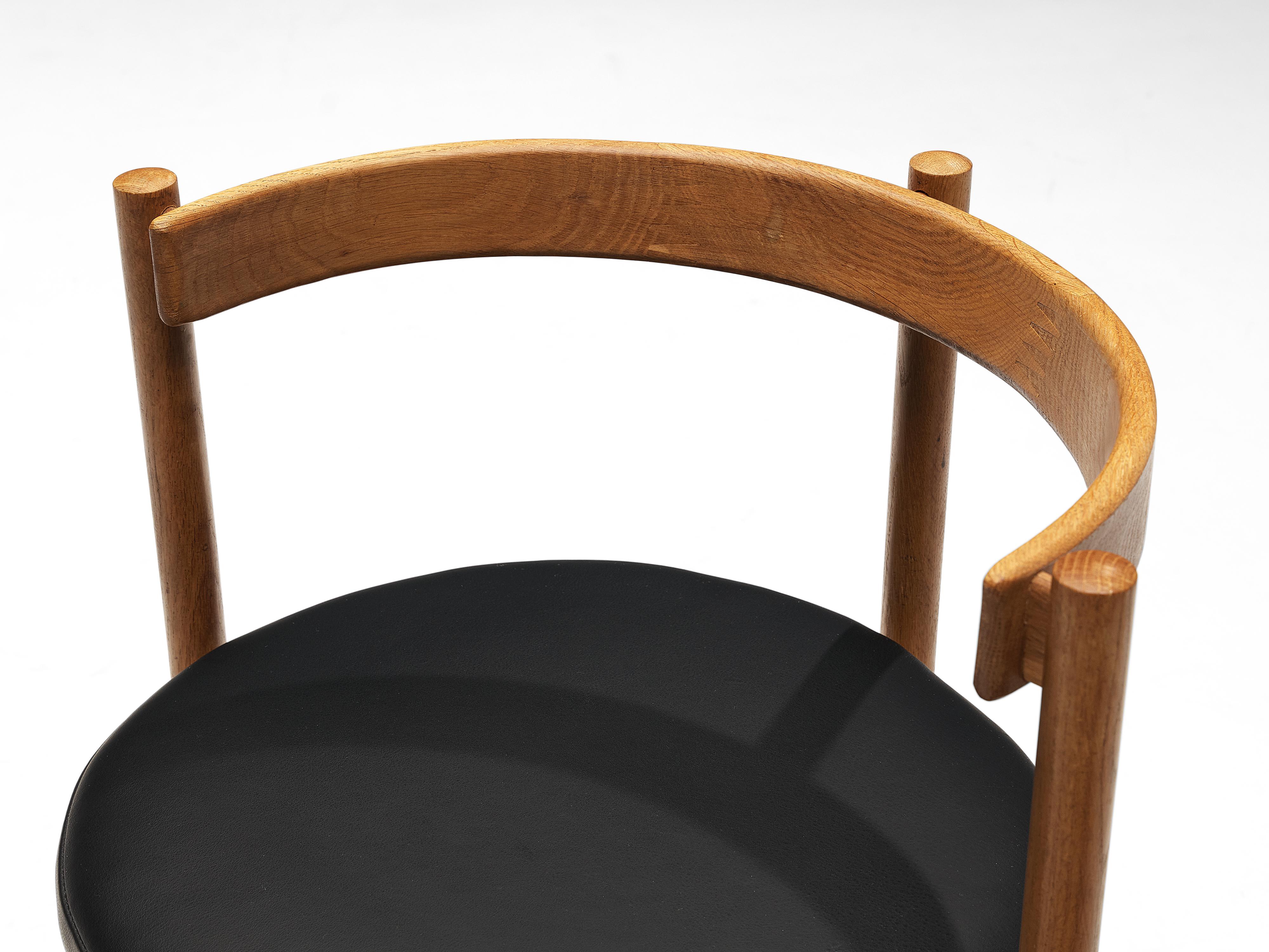 Danish Hugo Frandsen for Børge Søndergaard Set of Six Dining Chairs in Oak and Leather