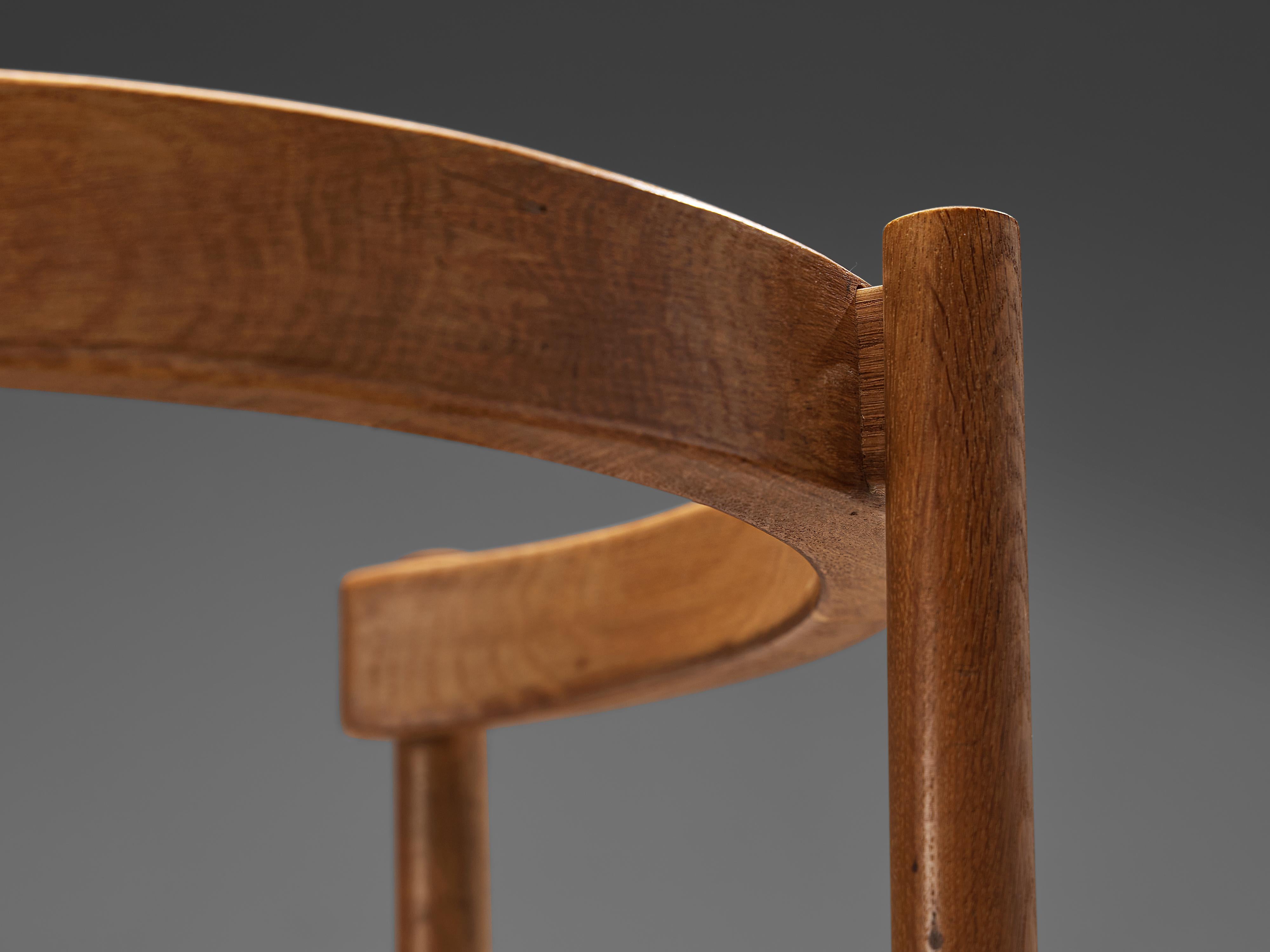 Mid-20th Century Hugo Frandsen for Børge Søndergaard Set of Six Dining Chairs in Oak and Leather