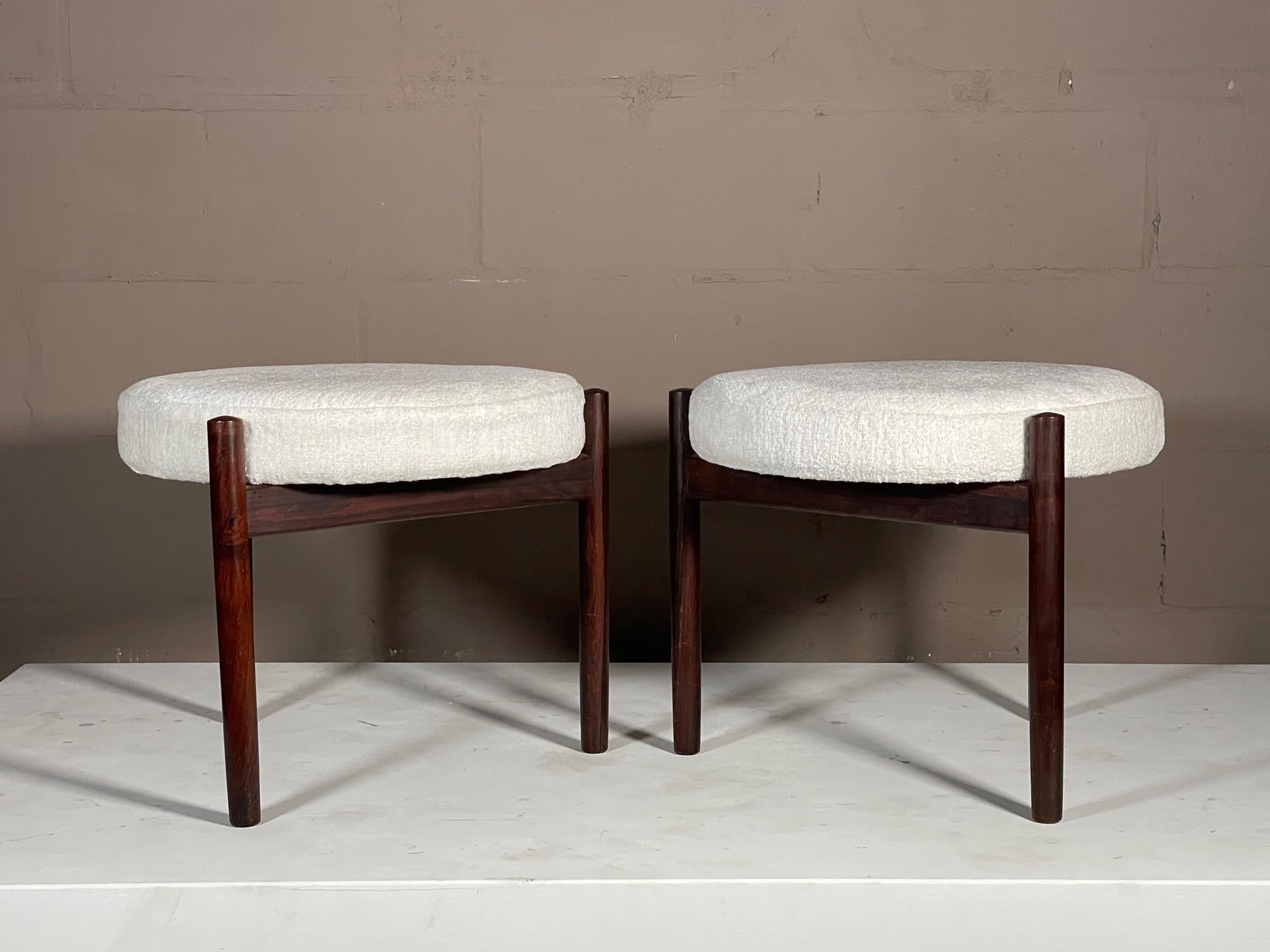 Mid-Century Modern Hugo Frandsen Rosewood Ottomans for Spottrup, Denmark, 1960's