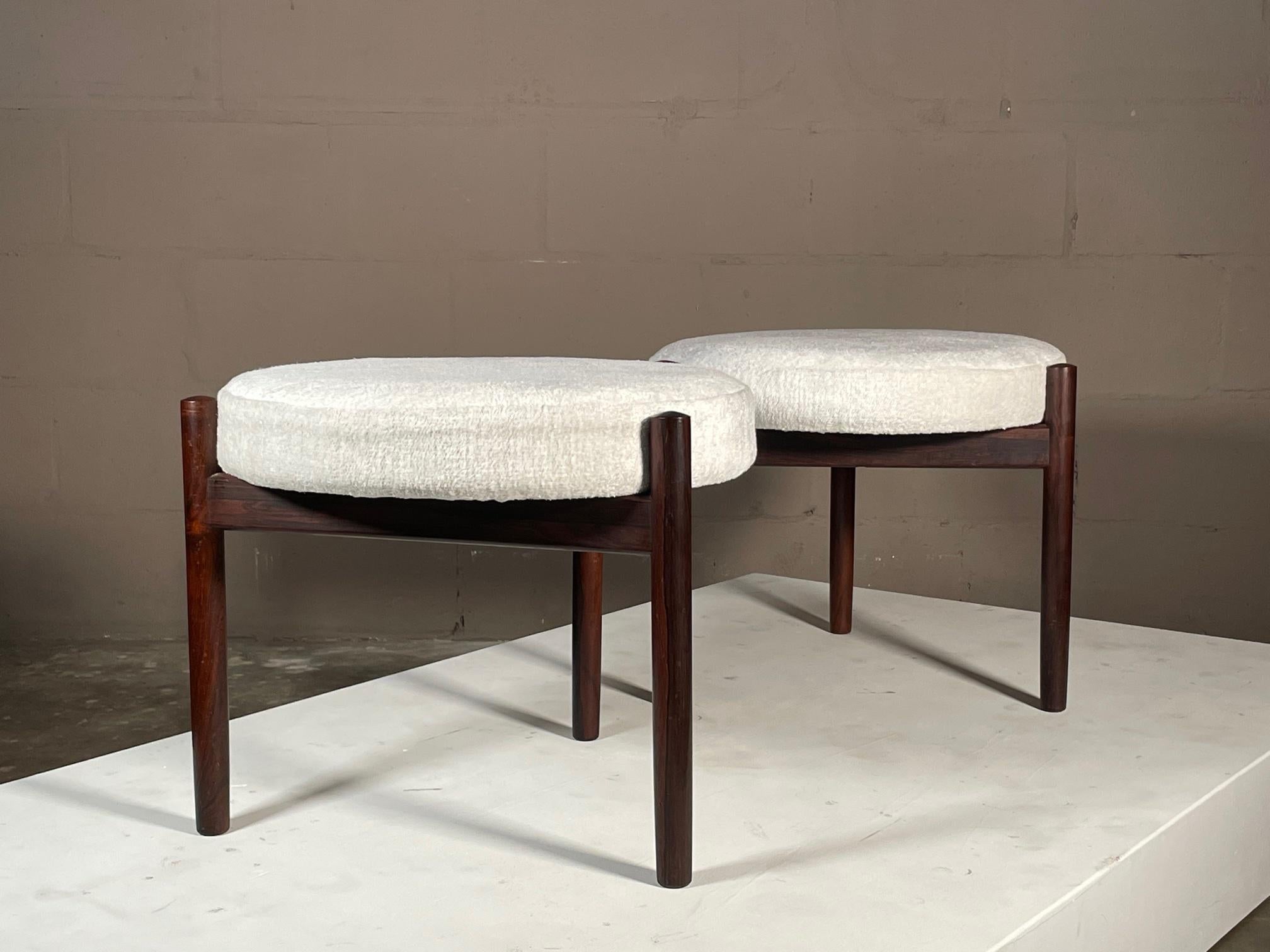 Danish Hugo Frandsen Rosewood Ottomans for Spottrup, Denmark, 1960's