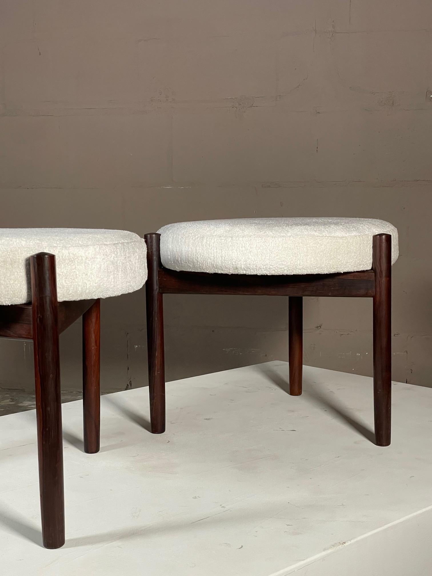 Hugo Frandsen Rosewood Ottomans for Spottrup, Denmark, 1960's In Good Condition In St.Petersburg, FL