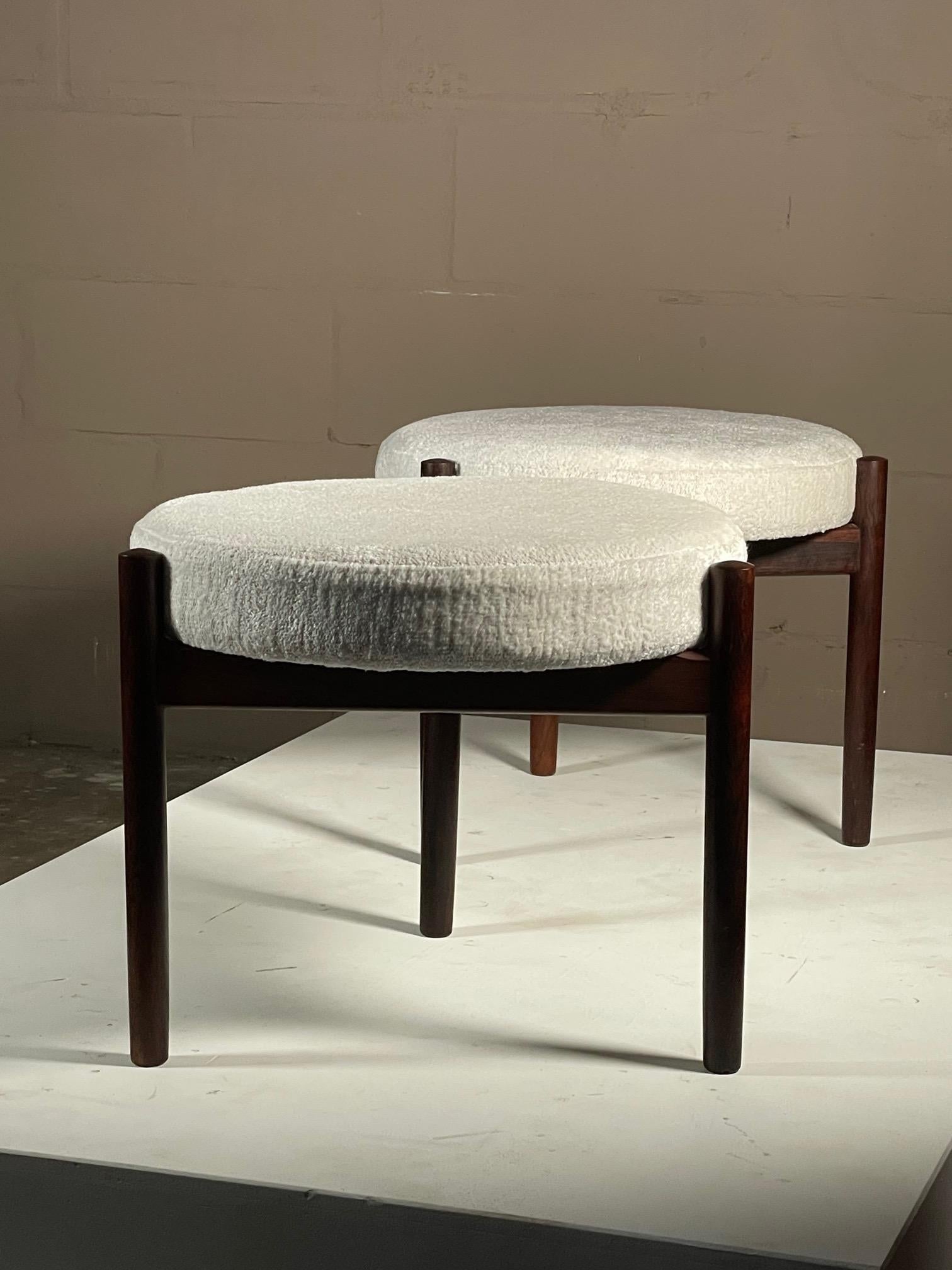 Hugo Frandsen Rosewood Ottomans for Spottrup, Denmark, 1960's 1