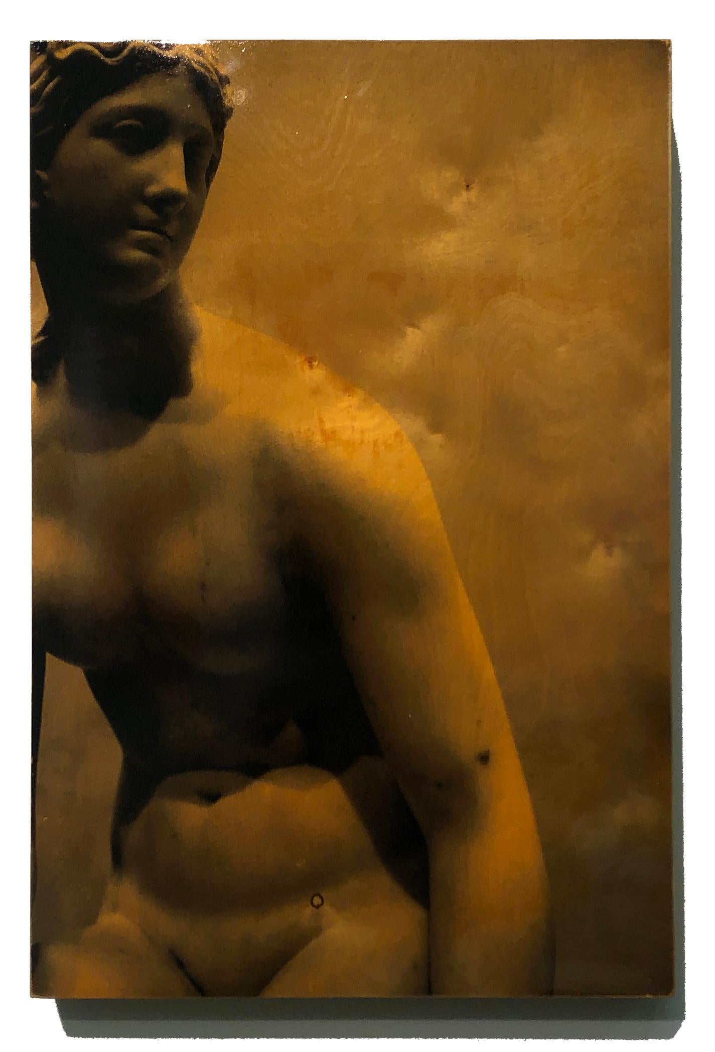 Hugo Garcia-Urrutia Nude Photograph - "Persephone" contemporary and elegant, mixed media photography on wood, hi-gloss