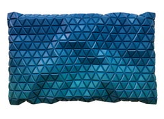 Blue Morpho, Abstract blue tones, geometric wooden carved modern wall sculpture