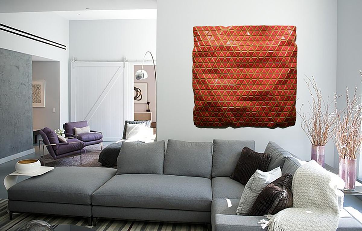 Desert Rose, Flexible Rigids, painted wood sculptural wall, parametric design - Sculpture by Hugo Garcia-Urrutia