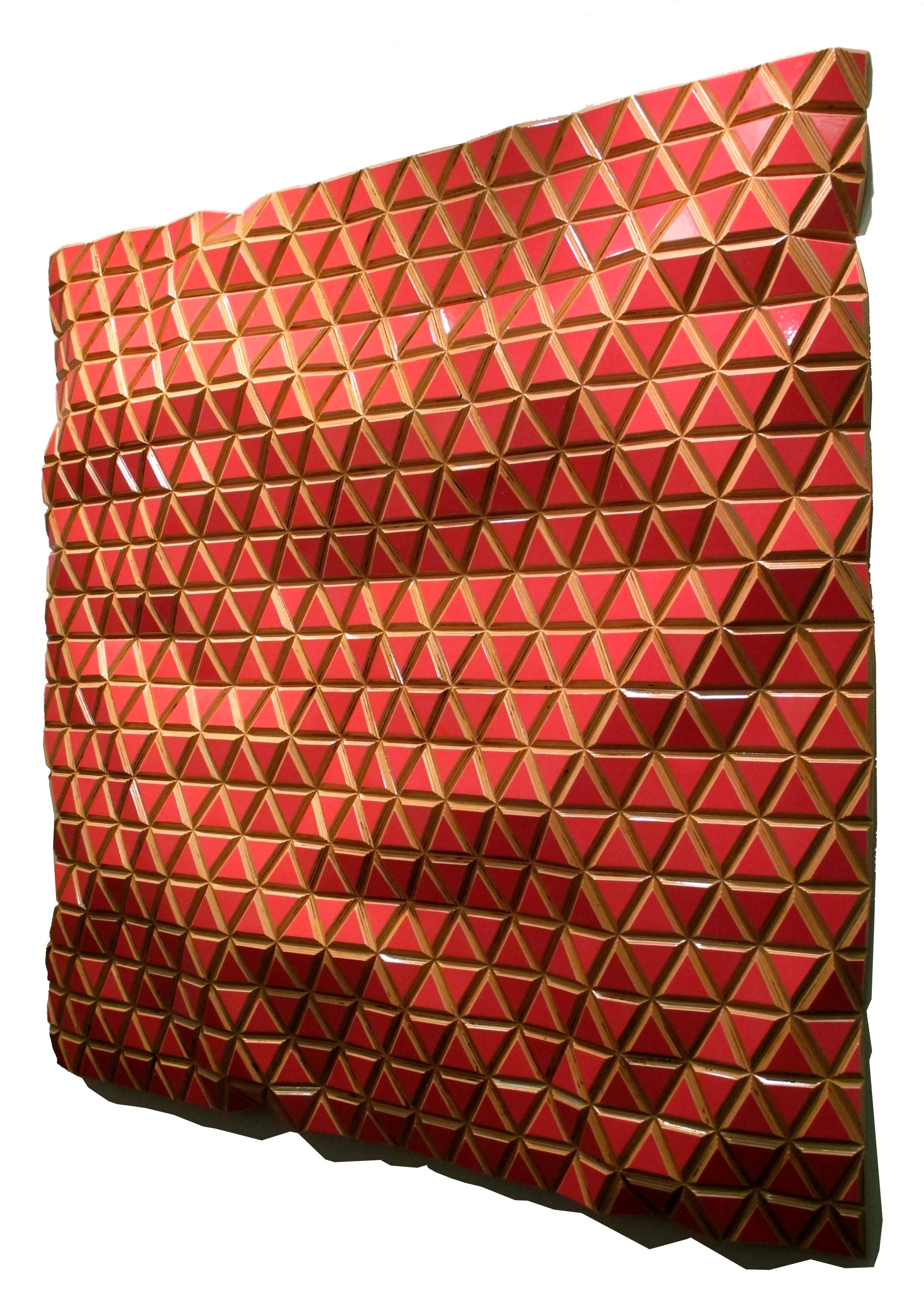 Desert Rose, Flexible Rigids, painted wood sculptural wall, parametric design - Contemporary Sculpture by Hugo Garcia-Urrutia