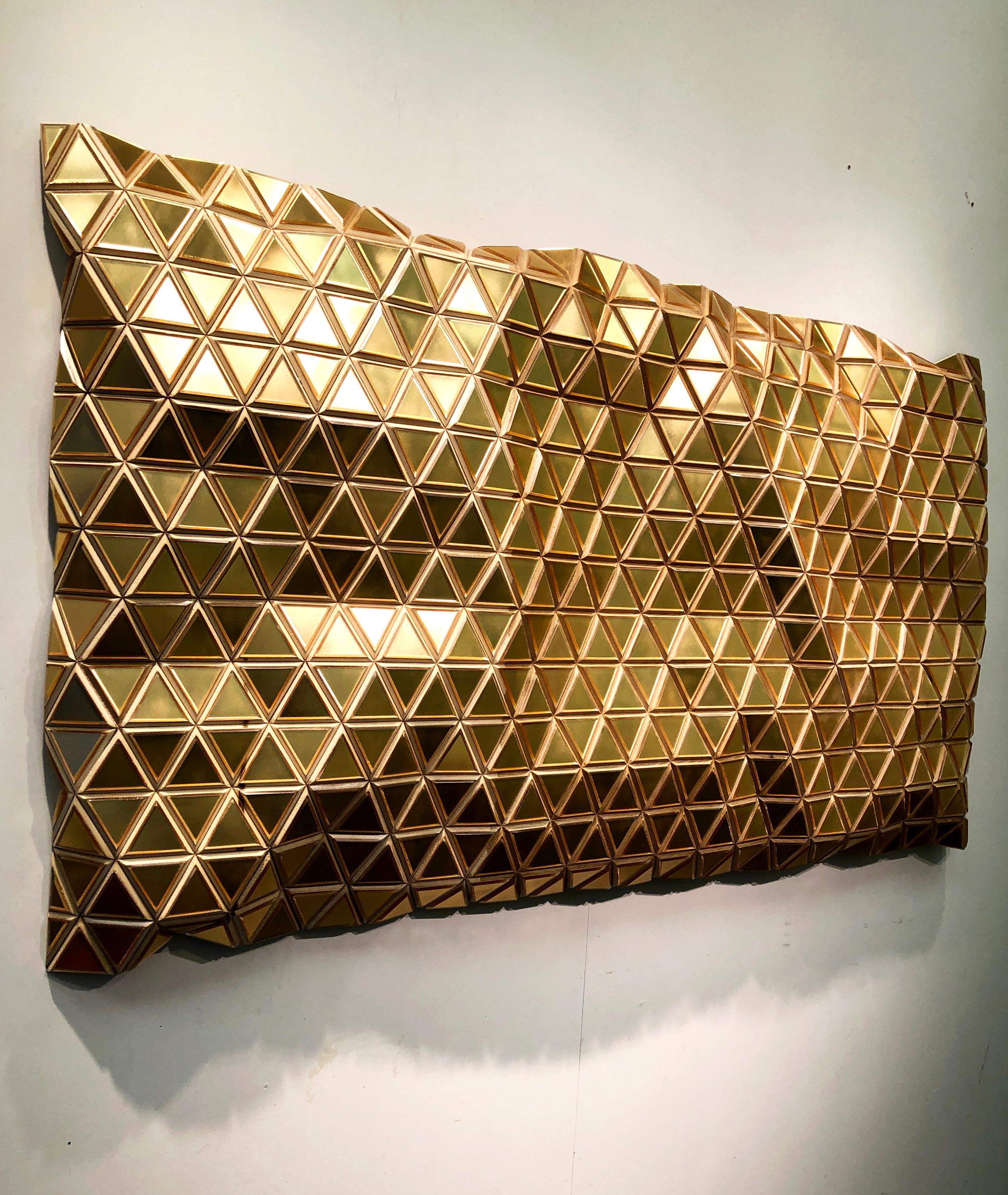 Golden Mirage, Hugo Urrutia, 3-D Wall Sculpture, Lacquer, Acrylic Mirror & Maple 1
