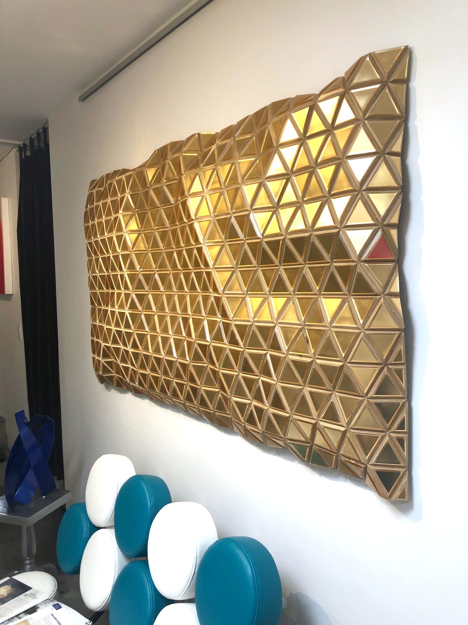 Golden Mirage, Hugo Urrutia, 3-D Wall Sculpture, Lacquer, Acrylic Mirror & Maple 5