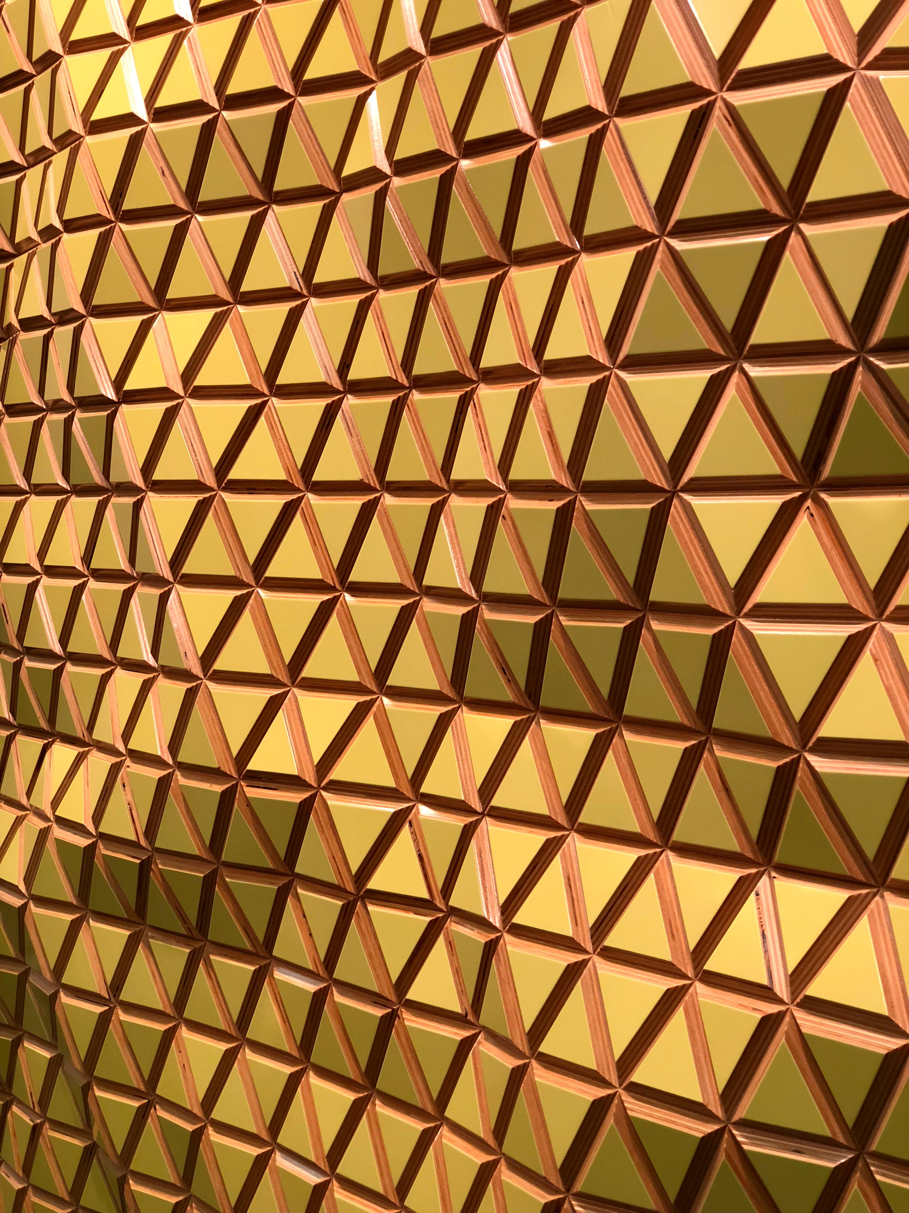 Honeycomb Conjecture, painted carved wood sculptural wall, parametric design 1