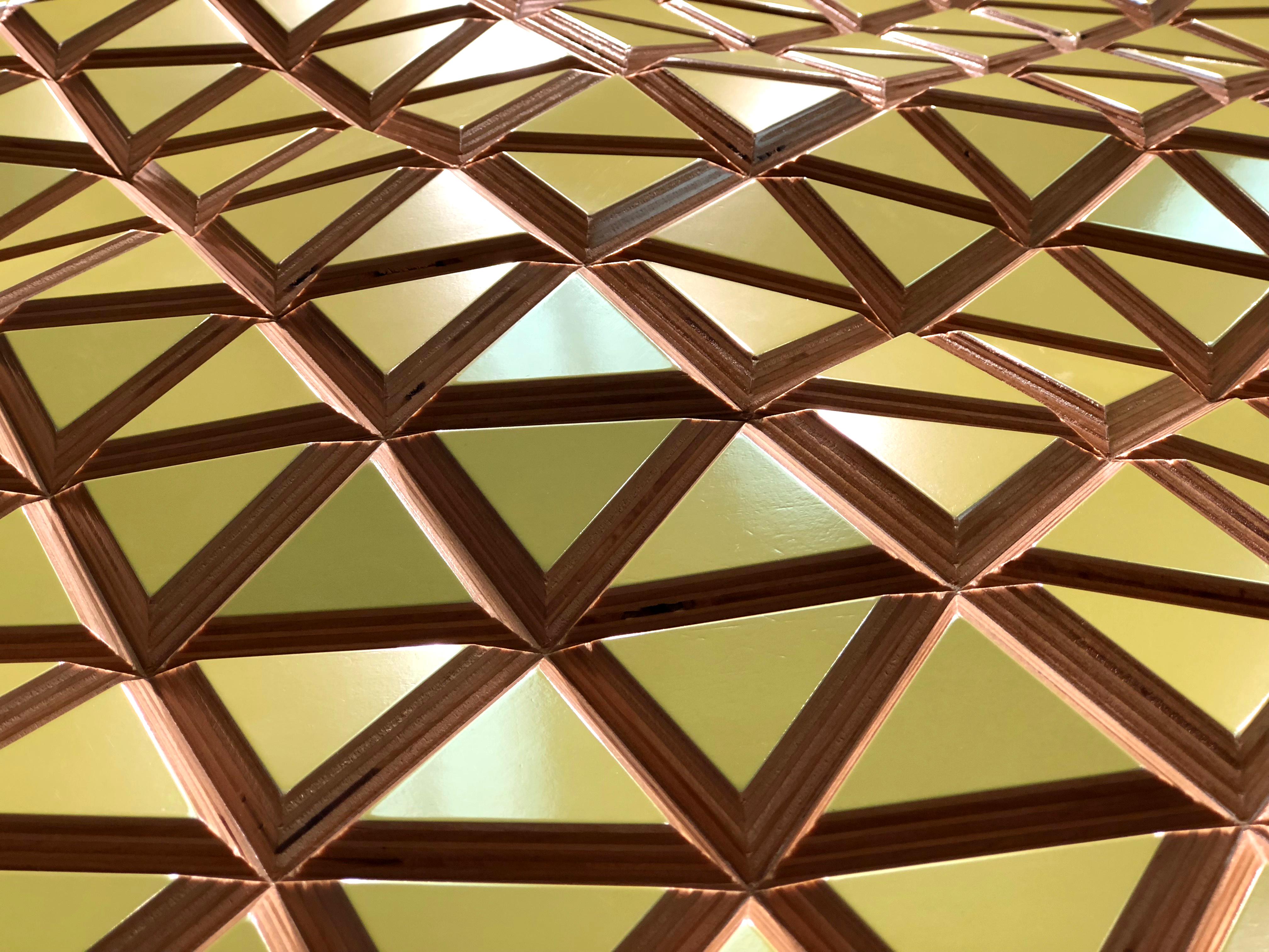 Honeycomb Conjecture, painted carved wood sculptural wall, parametric design 2