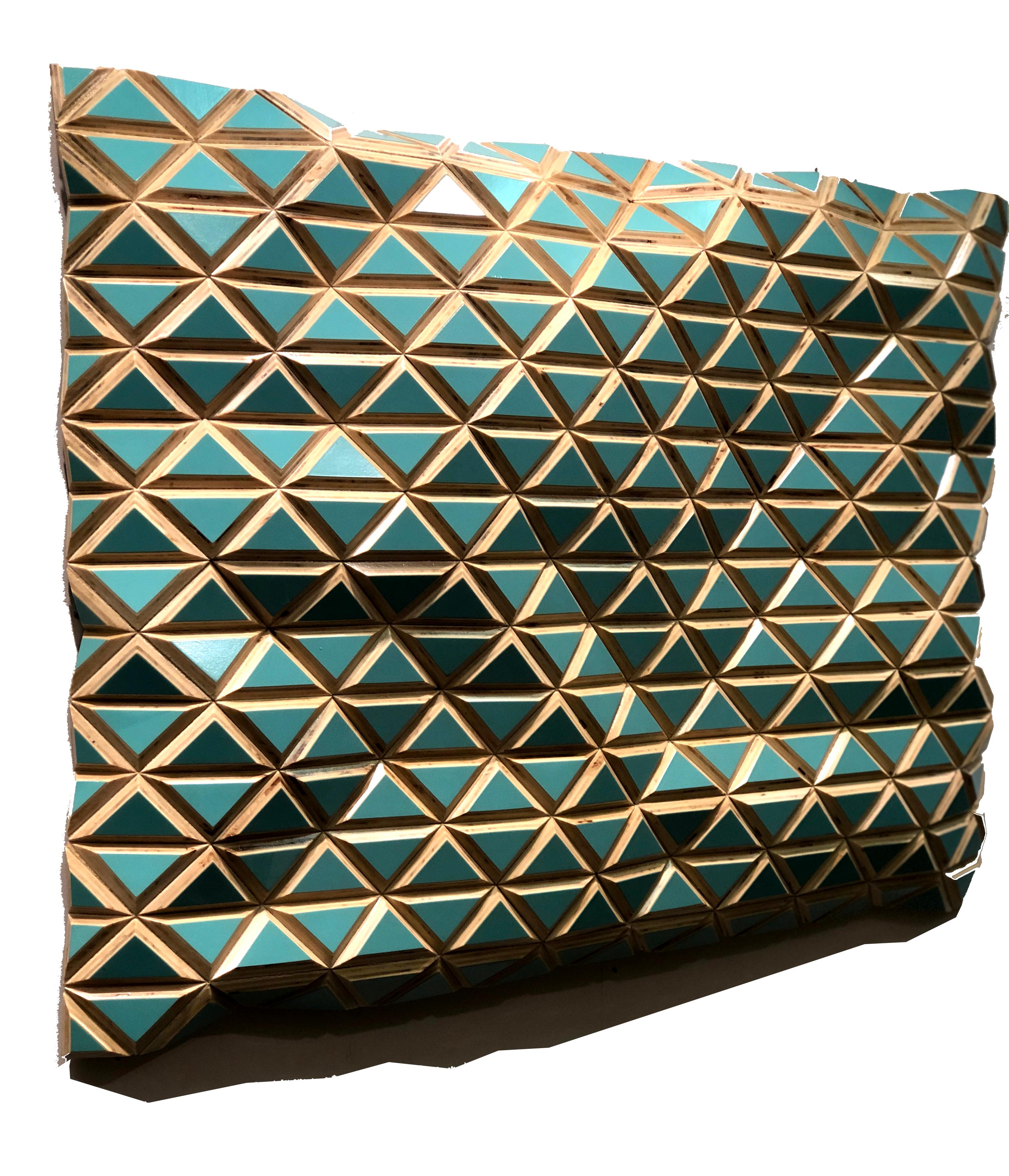 Jade Soul by Hugo G. Urrutia - painted wood sculptural wall, parametric design - Painting by Hugo Garcia-Urrutia