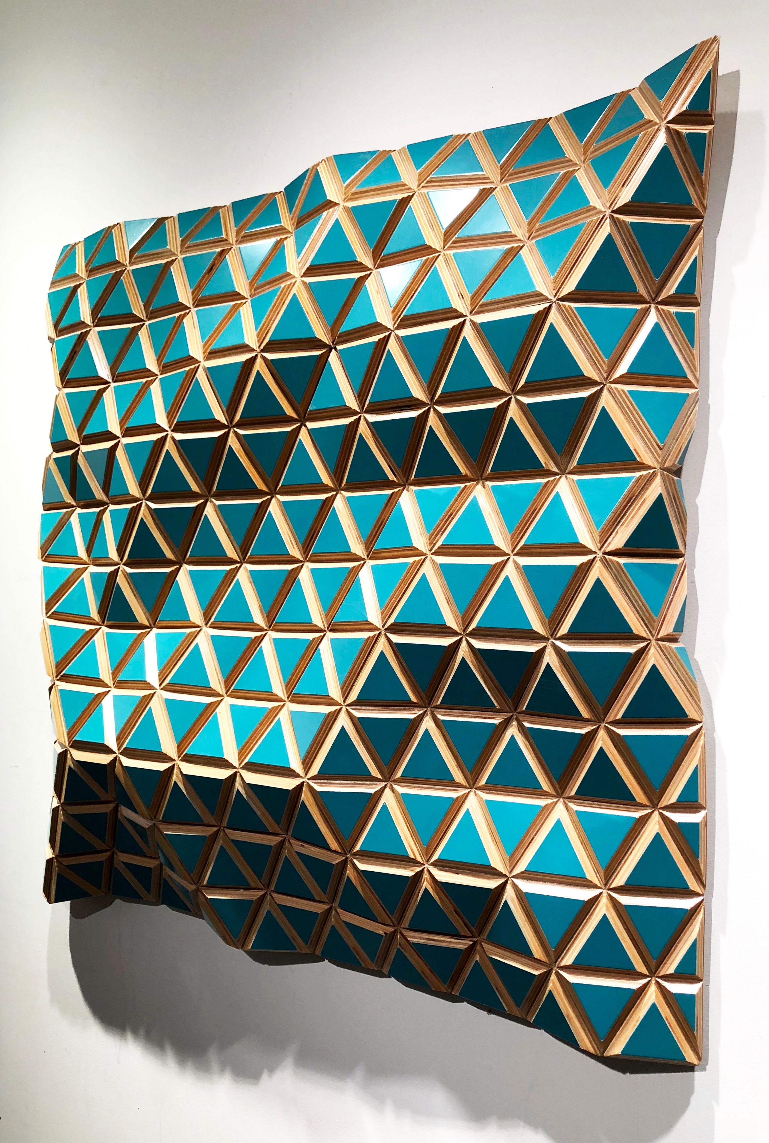 Tropicalisimo -Flexible Rigids- painted wood sculptural wall, parametric design - New Media Sculpture by Hugo Garcia-Urrutia