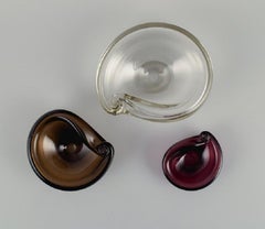 Hugo Gehlin for Gullaskruf, Sweden, Three Small Art Glass Bowls