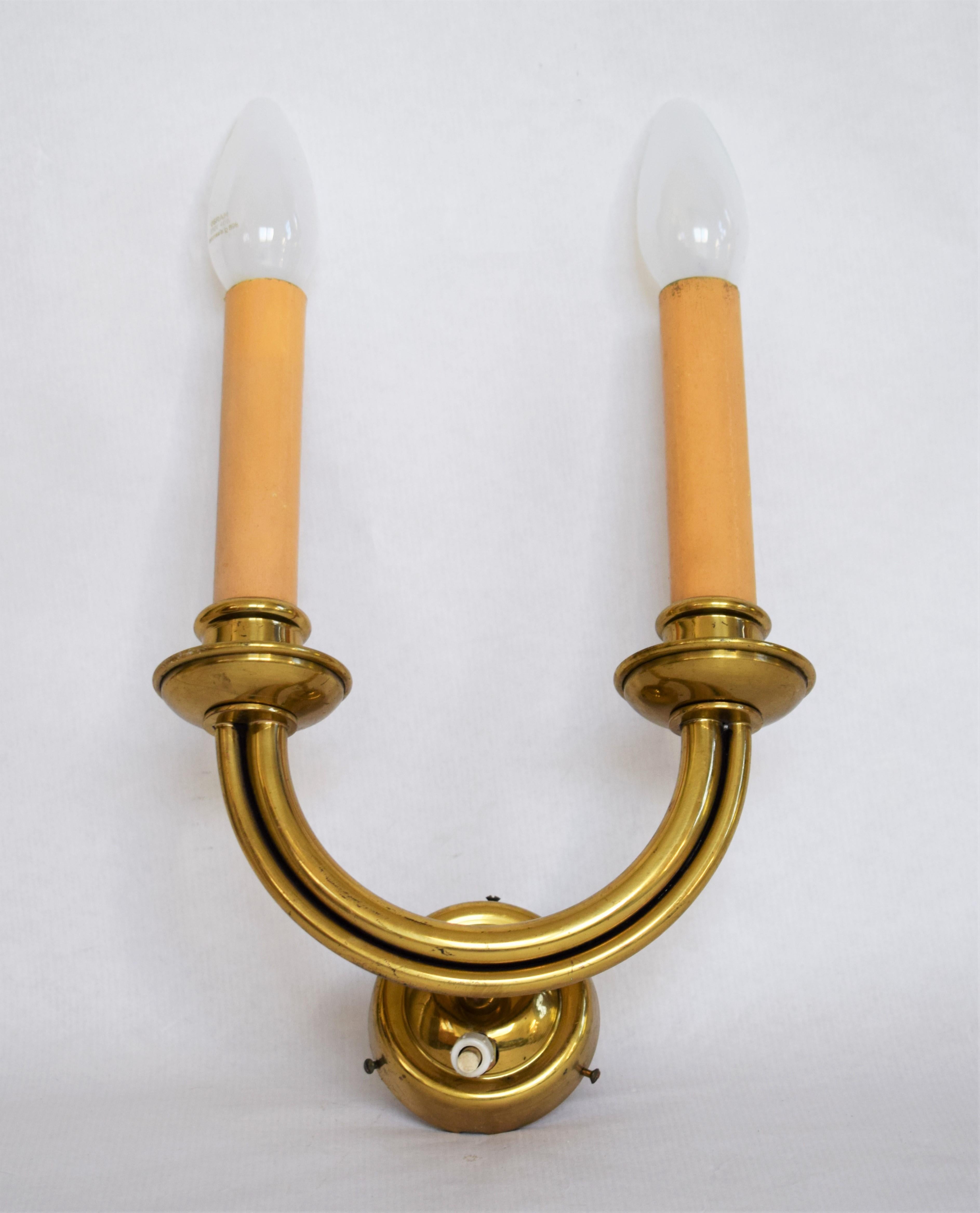 Hand-Crafted Hugo Gorge: 2 wall lights 1930s For Sale