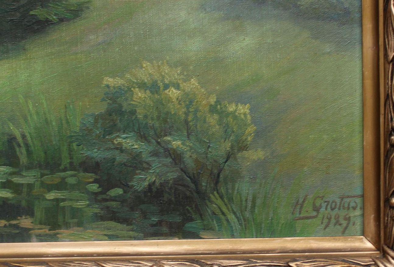 Landschaft, Leinwand/Karton/Öl, 39x50 cm, 1929 (Realismus), Painting, von Hugo Grotuss