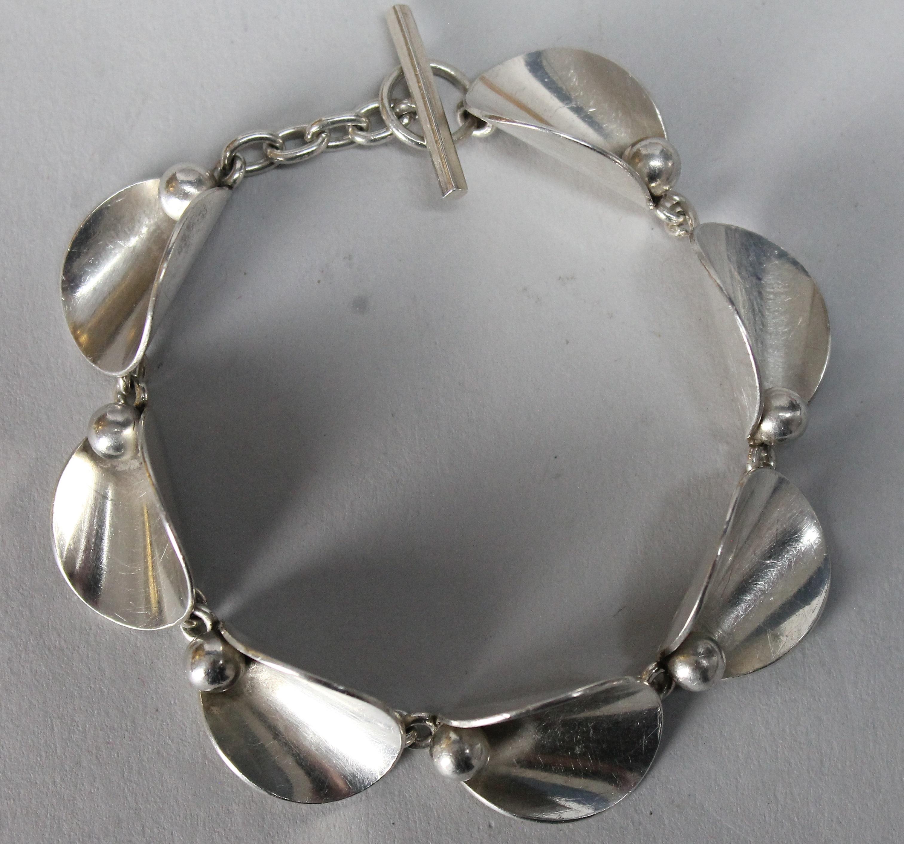 Hugo Grun Modernist Bracelet, Denmark 1930s Sterling Silver 2