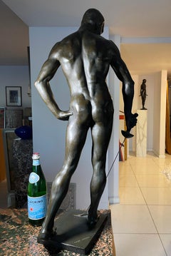 Athletic Male Nude Bronze  - "The Fencer"  after Hugo Lederer  - Bronze Statue