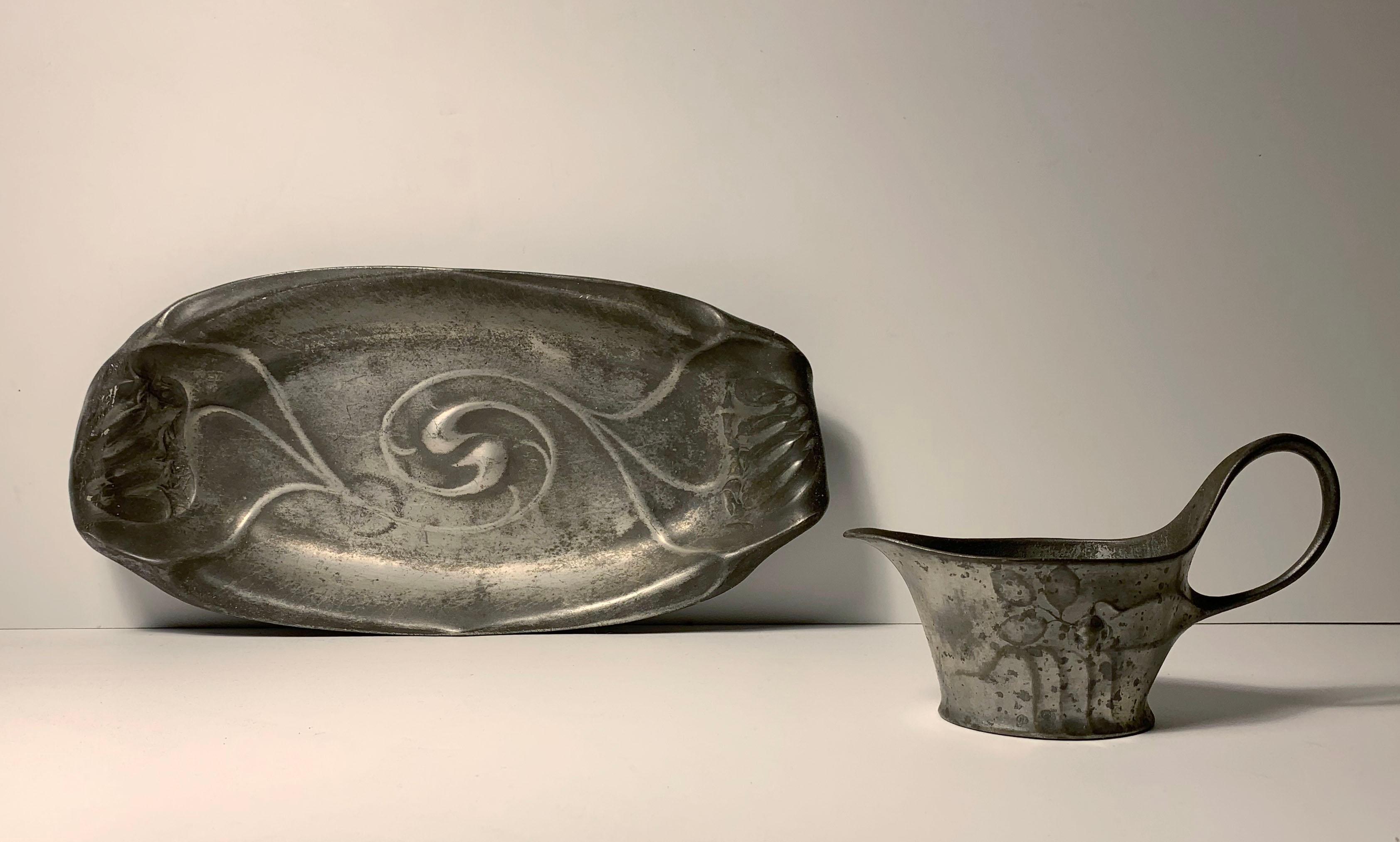 Allemand Plateau / plat Art Nouveau d'Hugo Leven Kayserzinn, Allemagne, vers 1900 en vente