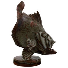 Hugo Liisberg for Saxbo, Unique Fish in Stoneware