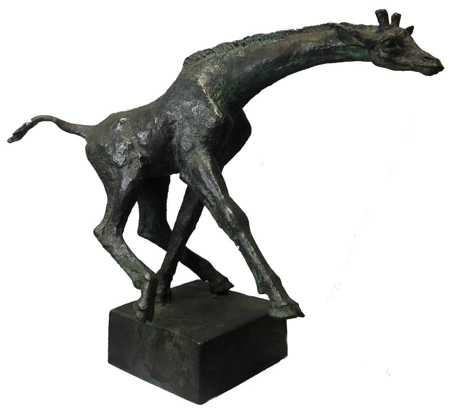 Danish Att: Hugo Lisberg, Striding Giraffe, Dutch Modernist Bronze Sculpture, ca. 1955 For Sale