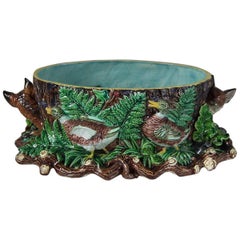 Hugo Lonitz Majolica Fox and Duck Planter