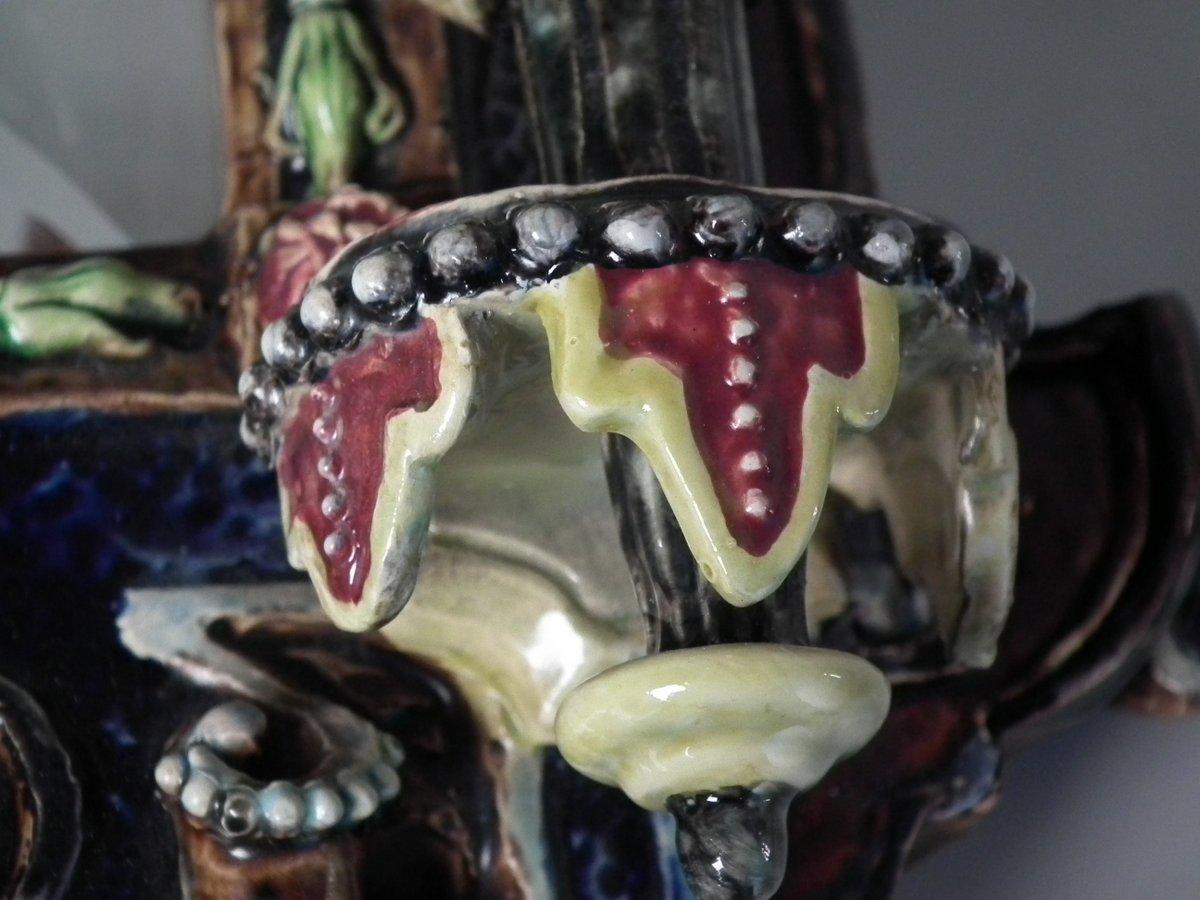 Hugo Lonitz Majolica Mirror with Candleholders at 1stDibs