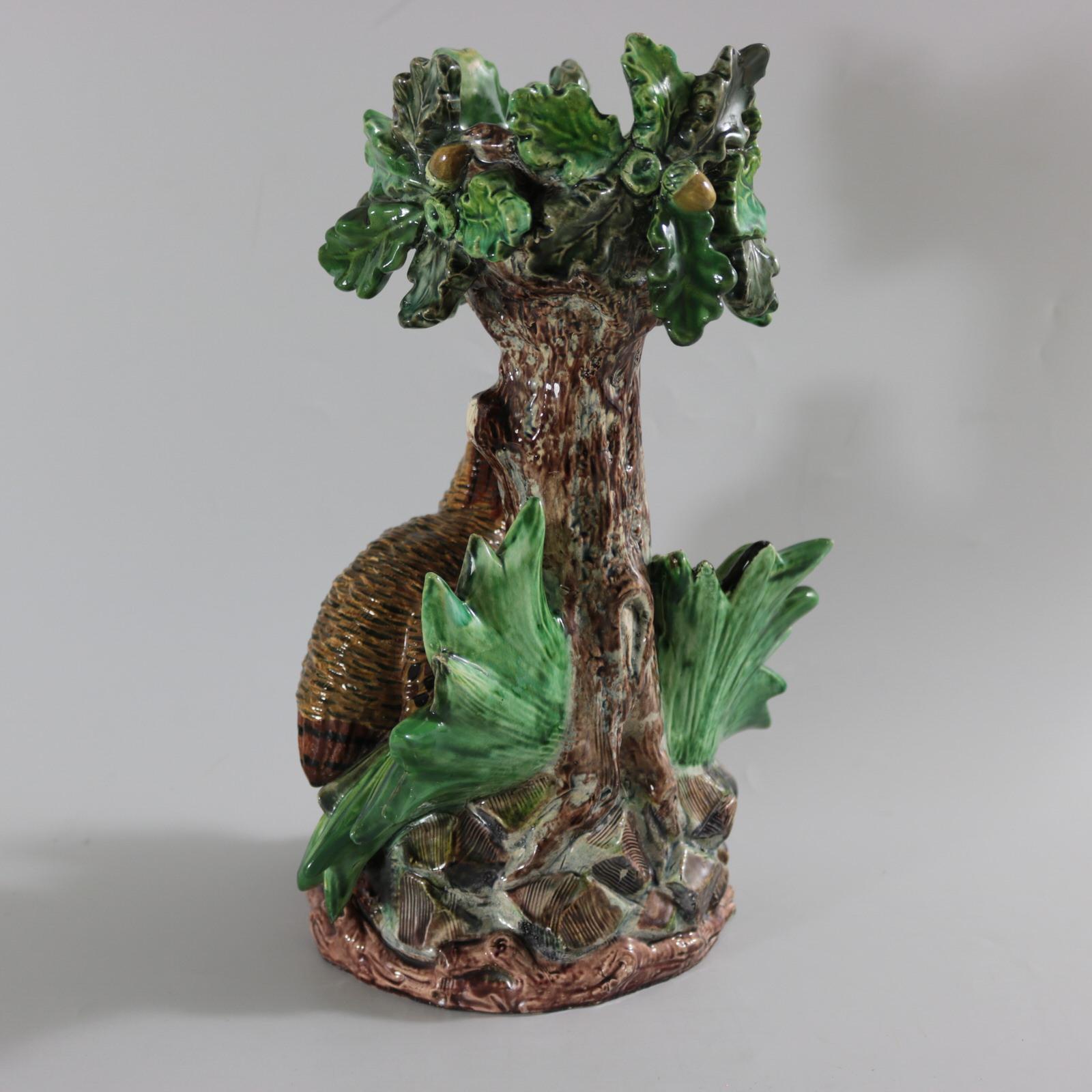 Hugo Lonitz Majolica Partridges Figural Stand In Good Condition In Chelmsford, Essex
