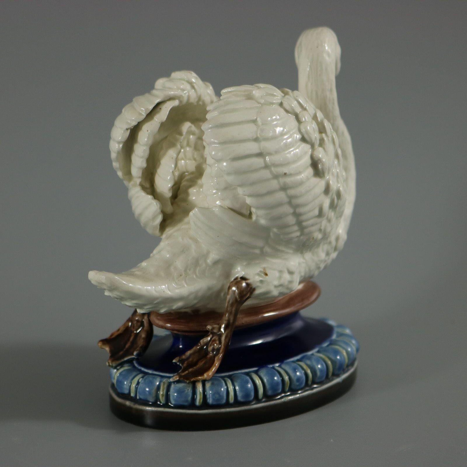 Hugo Lonitz Majolica Swan Figure 1