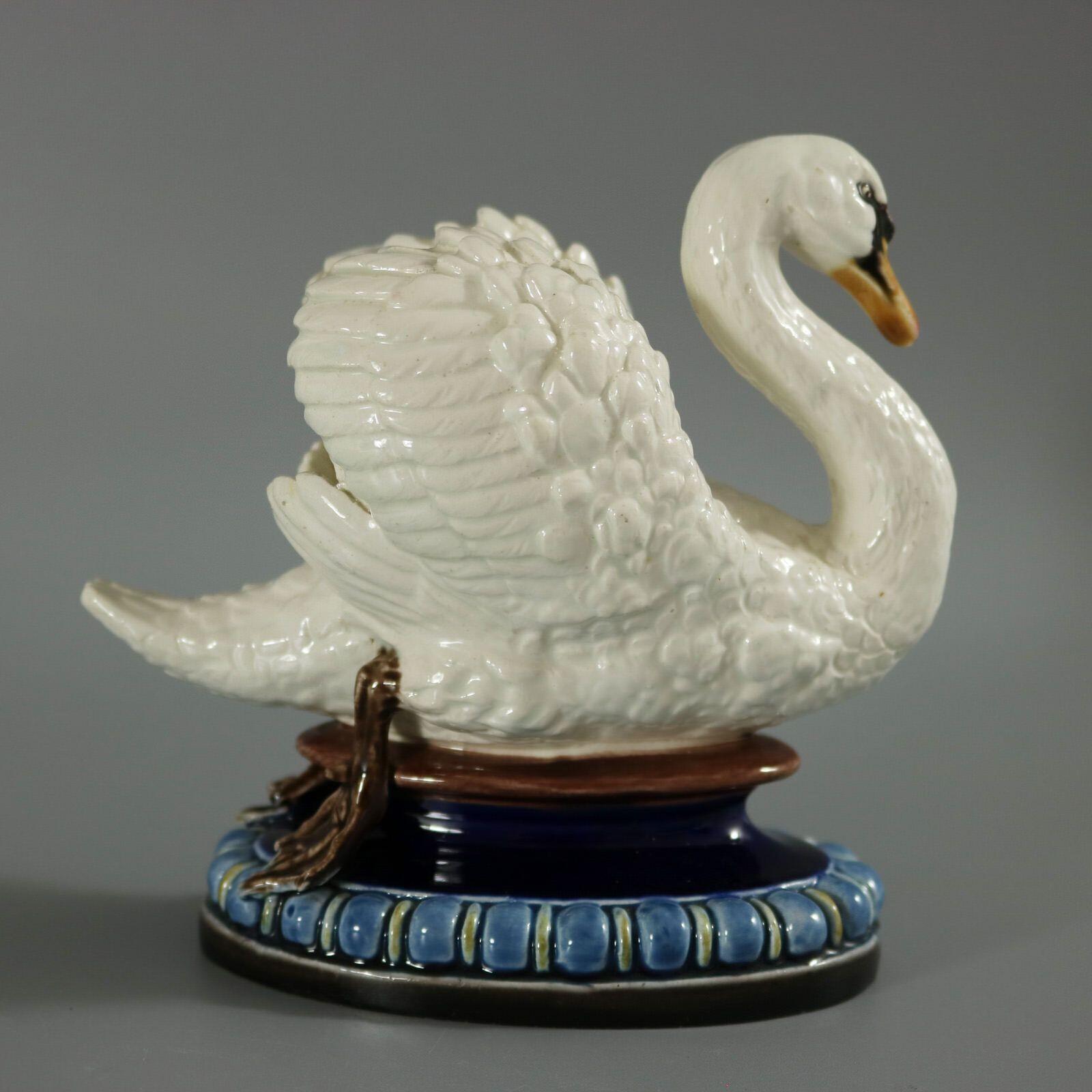 Hugo Lonitz Majolica Swan Figure 1
