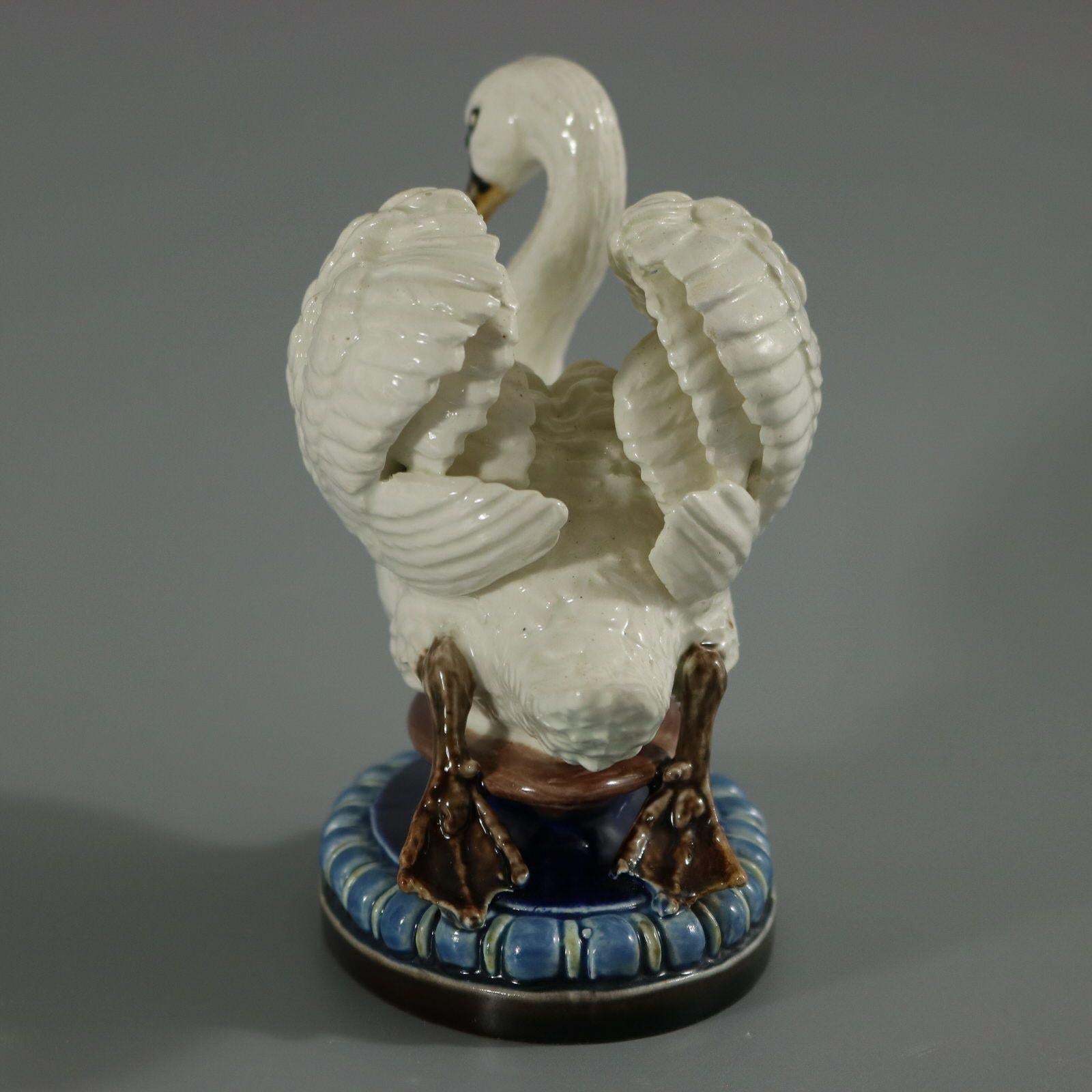 Hugo Lonitz Majolica Swan Figure 2