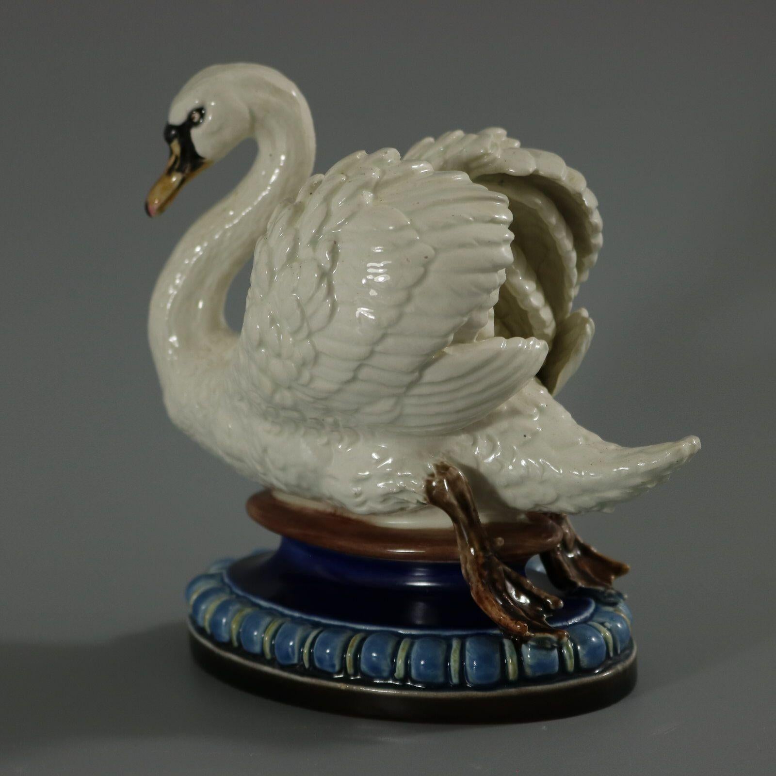 Hugo Lonitz Majolica Swan Figure 3