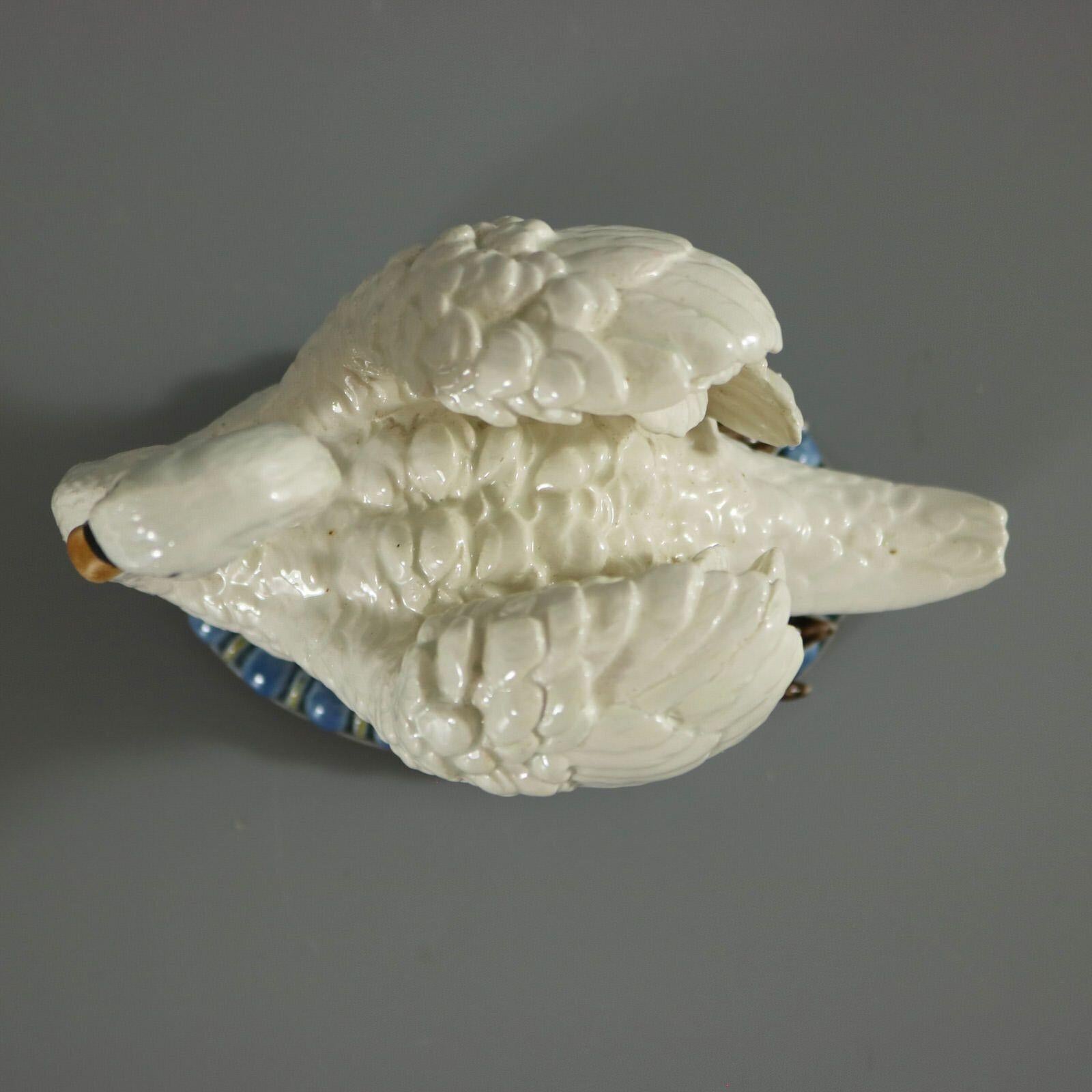 Hugo Lonitz Majolica Swan Figure 3