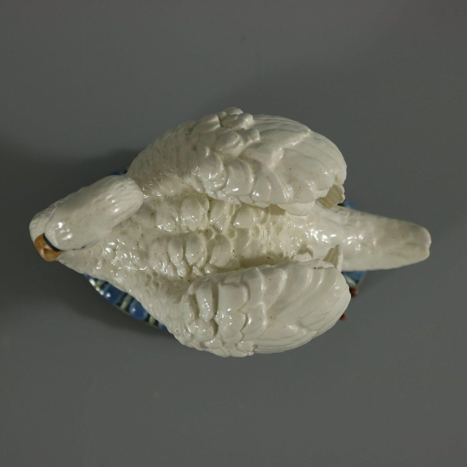 Hugo Lonitz Majolica Swan Figure 4